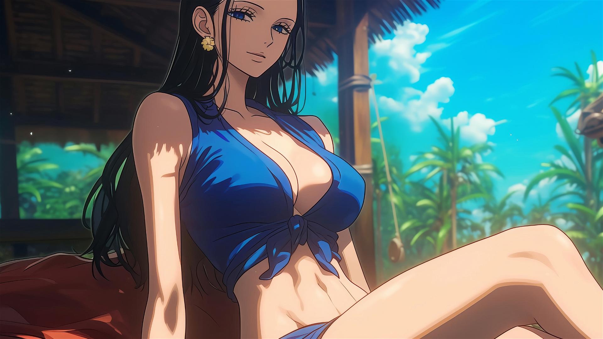 Nico Robin from One Piece resting in a sunny house