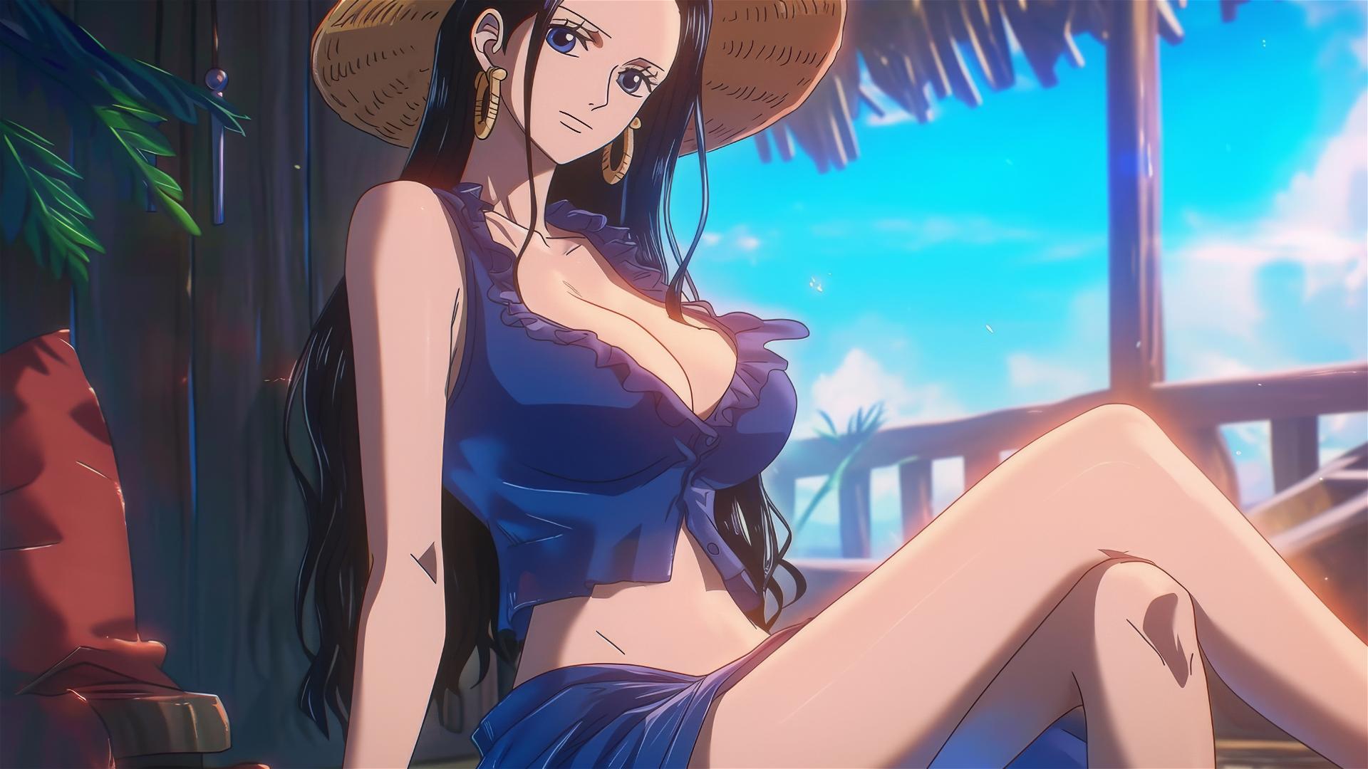 Nico Robin resting in a sunny house with warm light