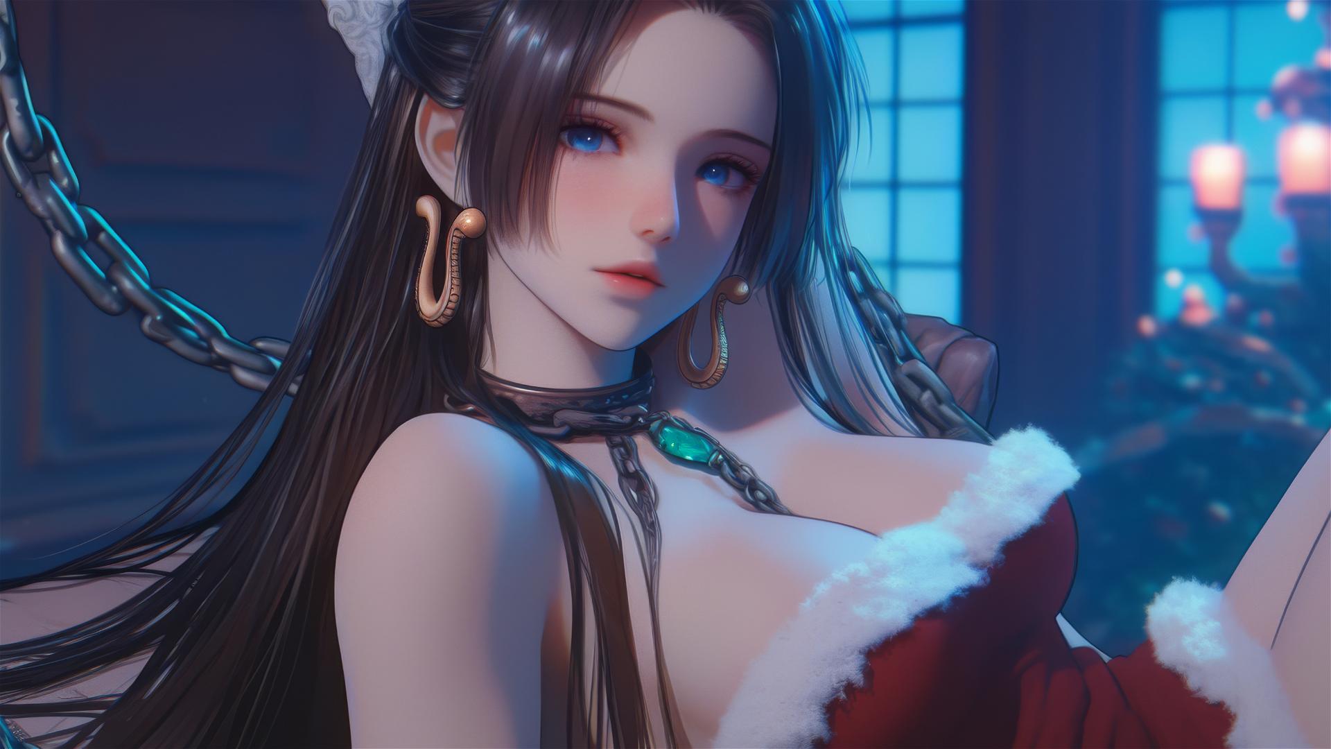 Boa Hancock in Christmas costume with neon glow and chains