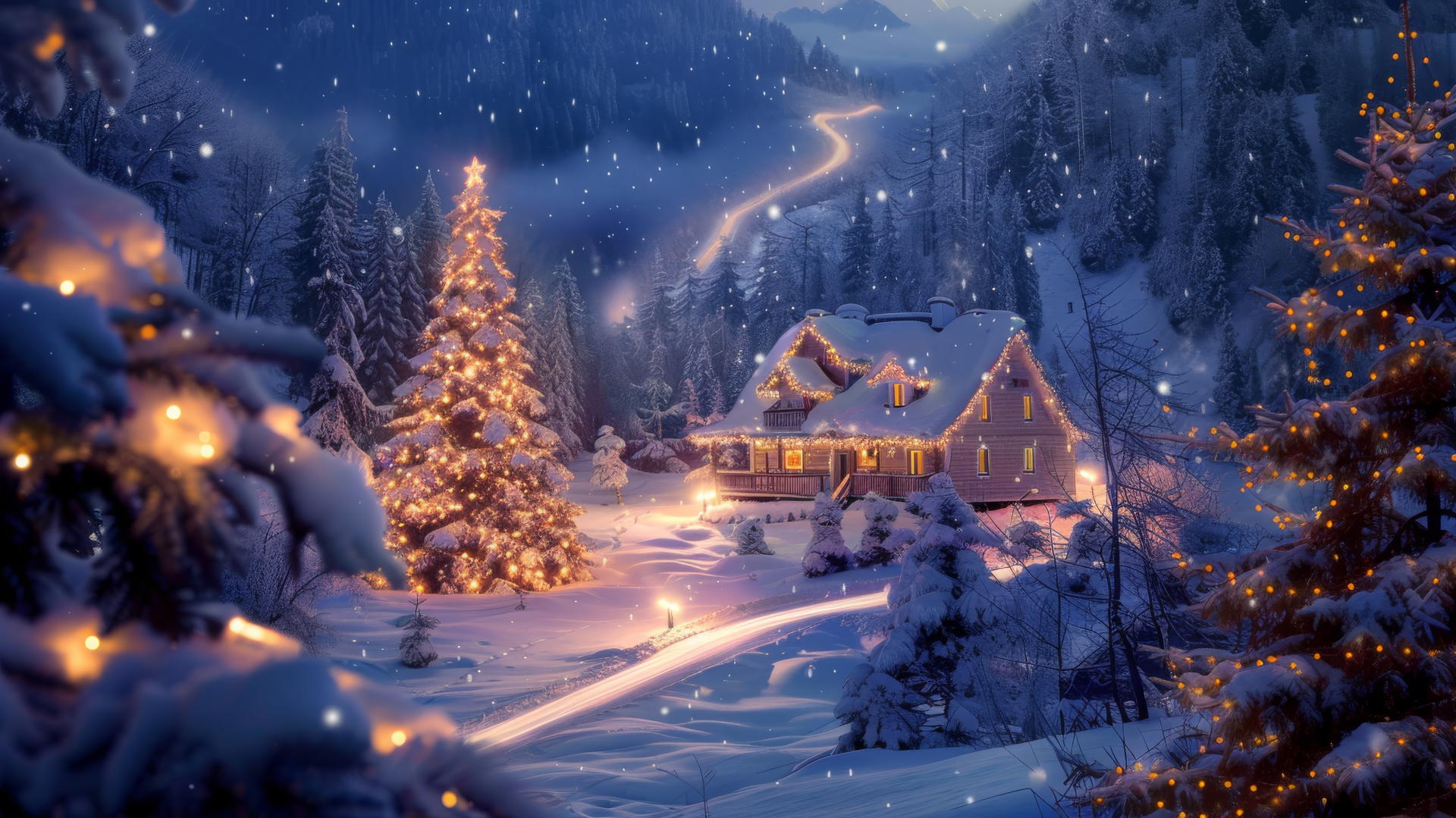 Festive Christmas themed background with holiday decorations