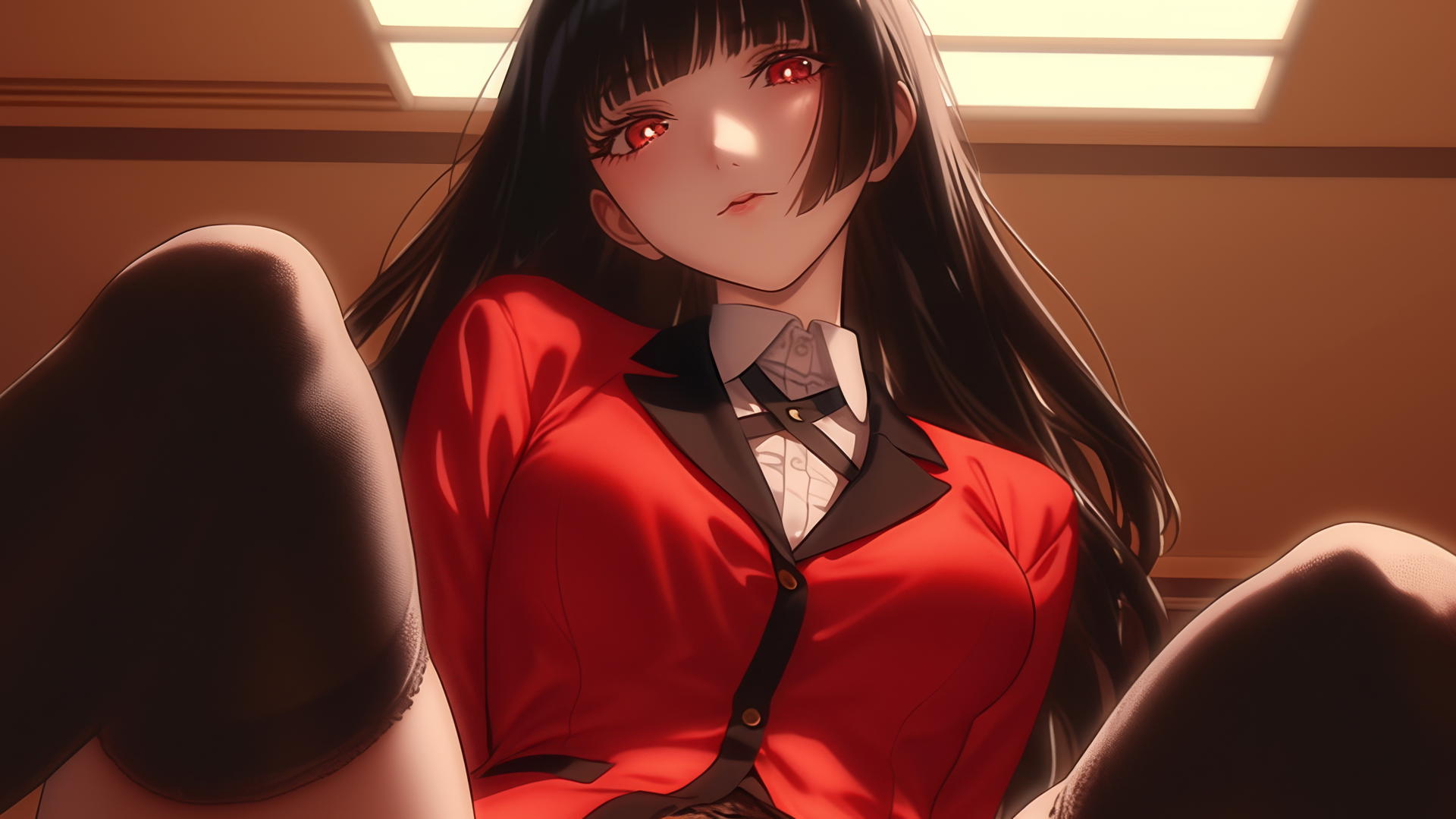 Yumeko Jabami leaning and looking down