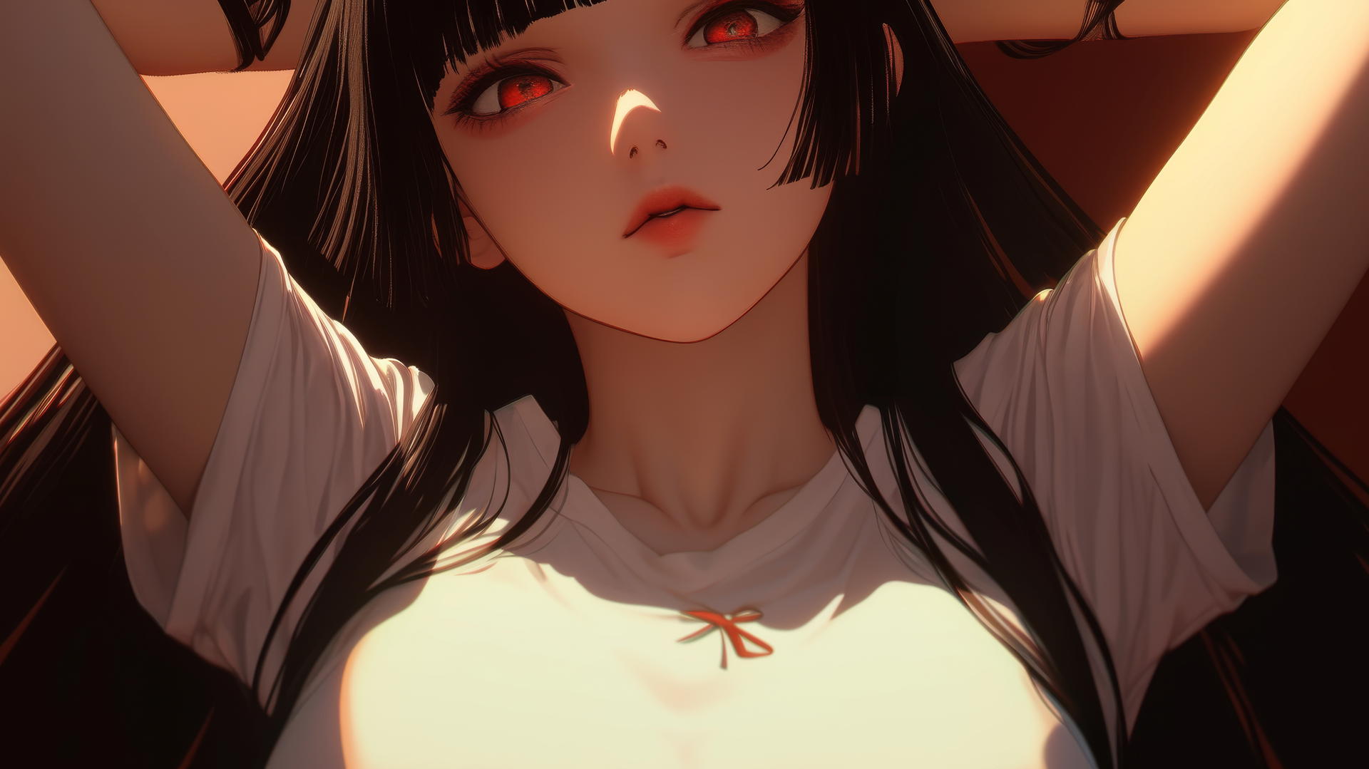 Yumeko Jabami kneeling and leaning,