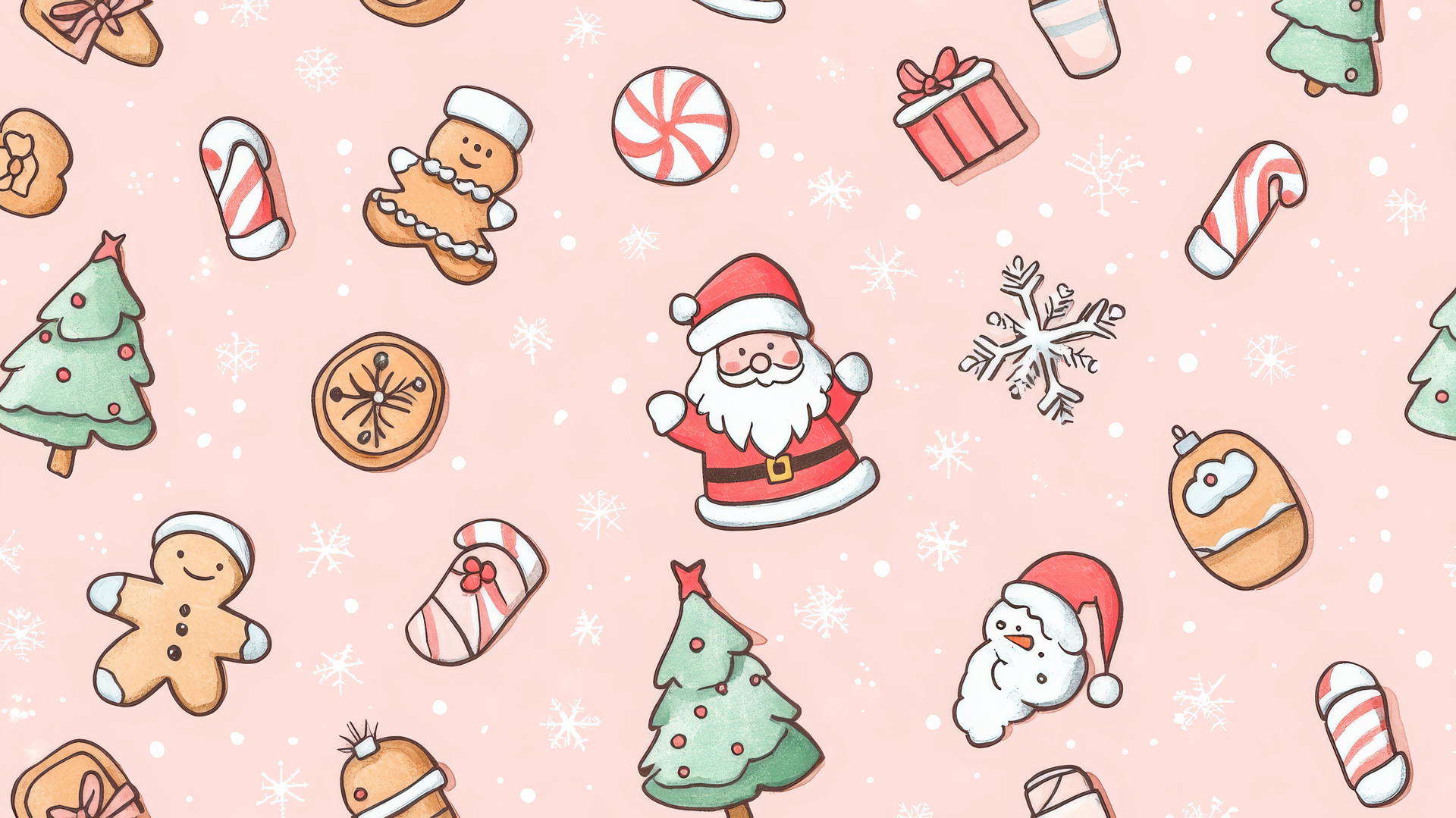 Preppy wallpaper with Christmas pattern and colorful outlines