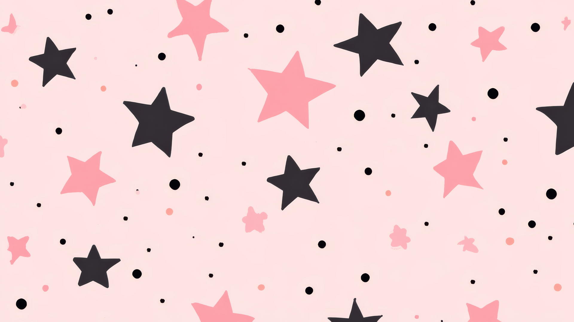 preppy wallpaper with pink stars and black dots on pastel pink background