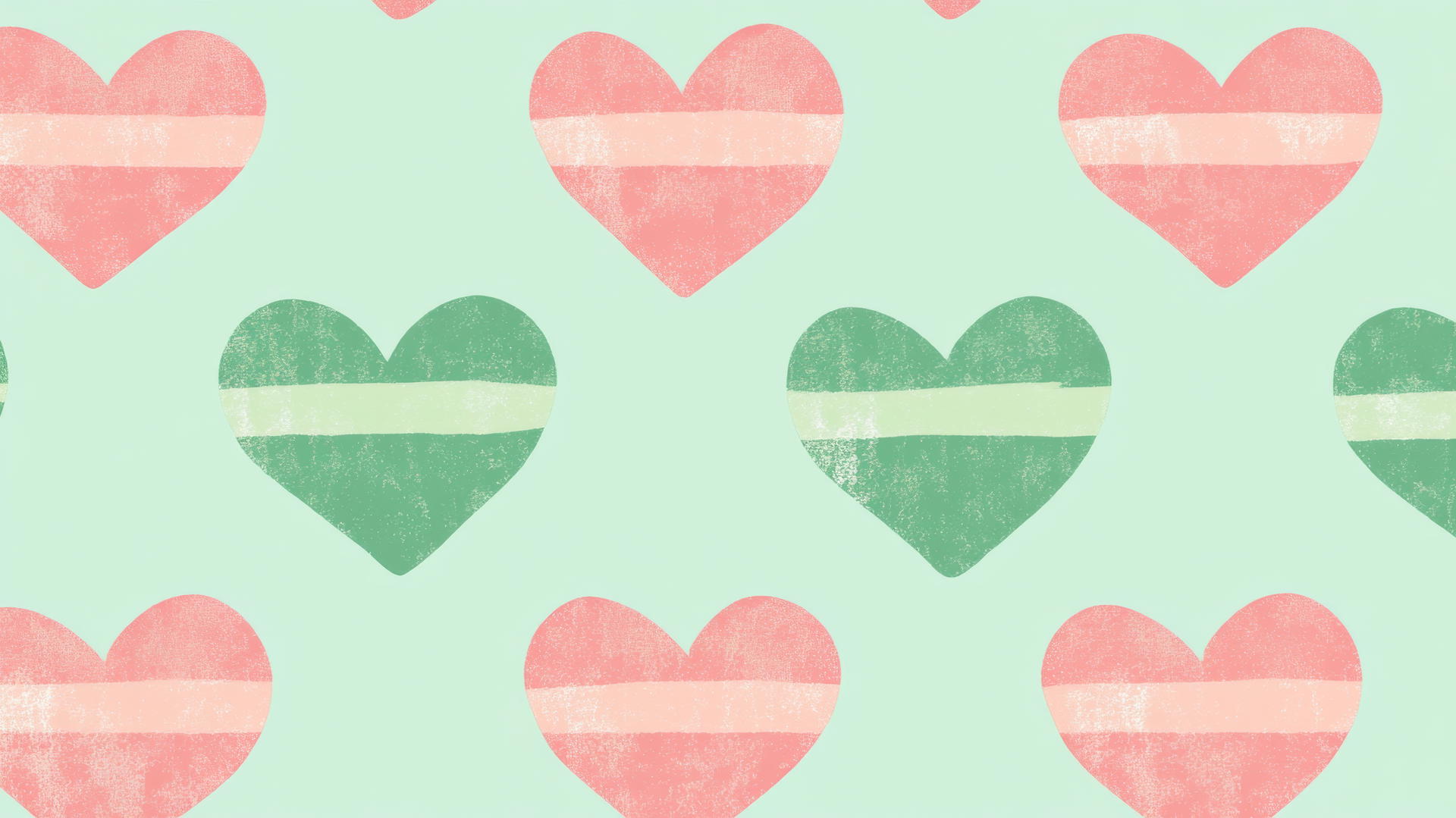 preppy wallpaper with retro pink and green hearts on a minty background