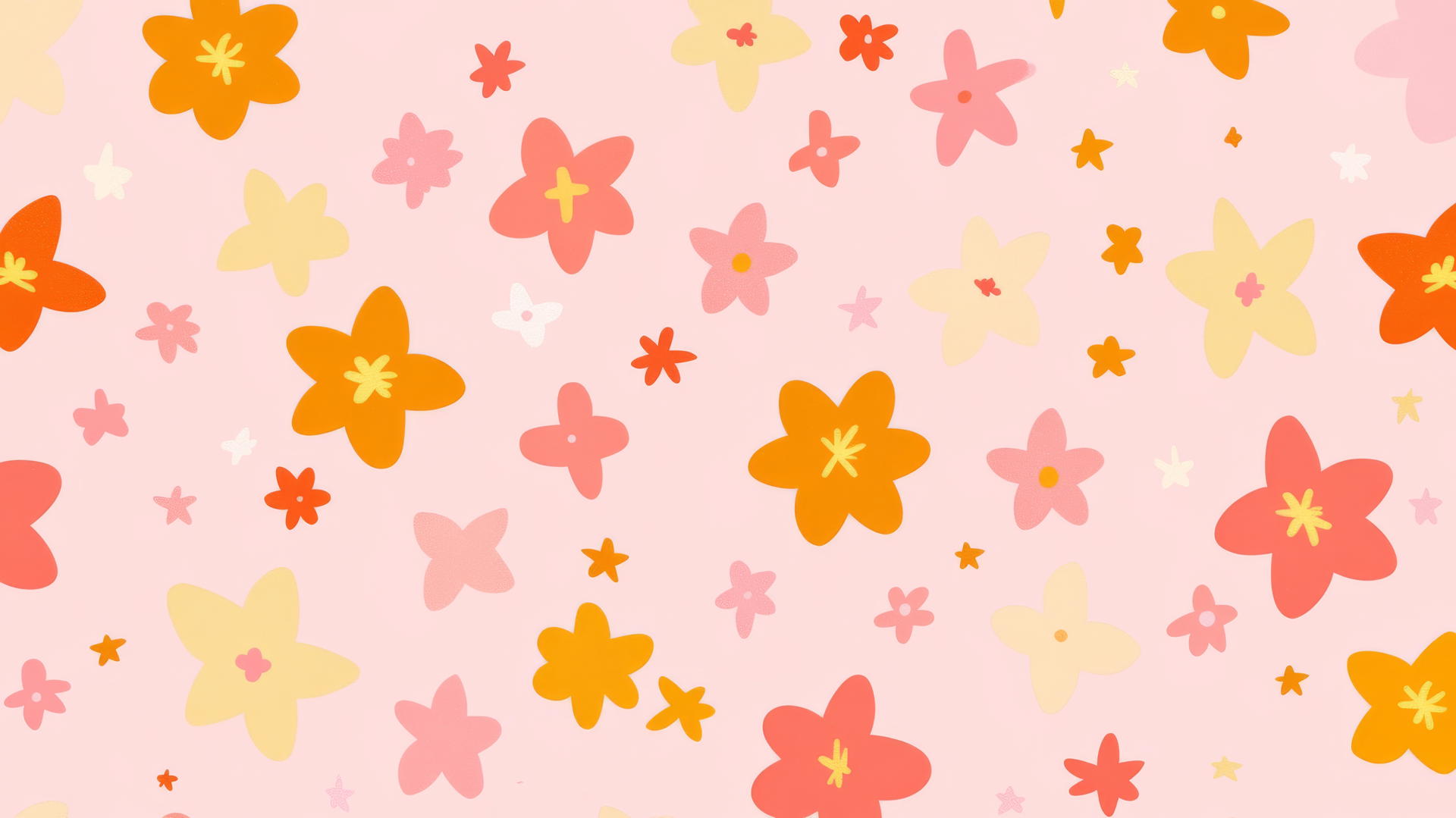 pink preppy wallpaper with hand-drawn stars and flowers