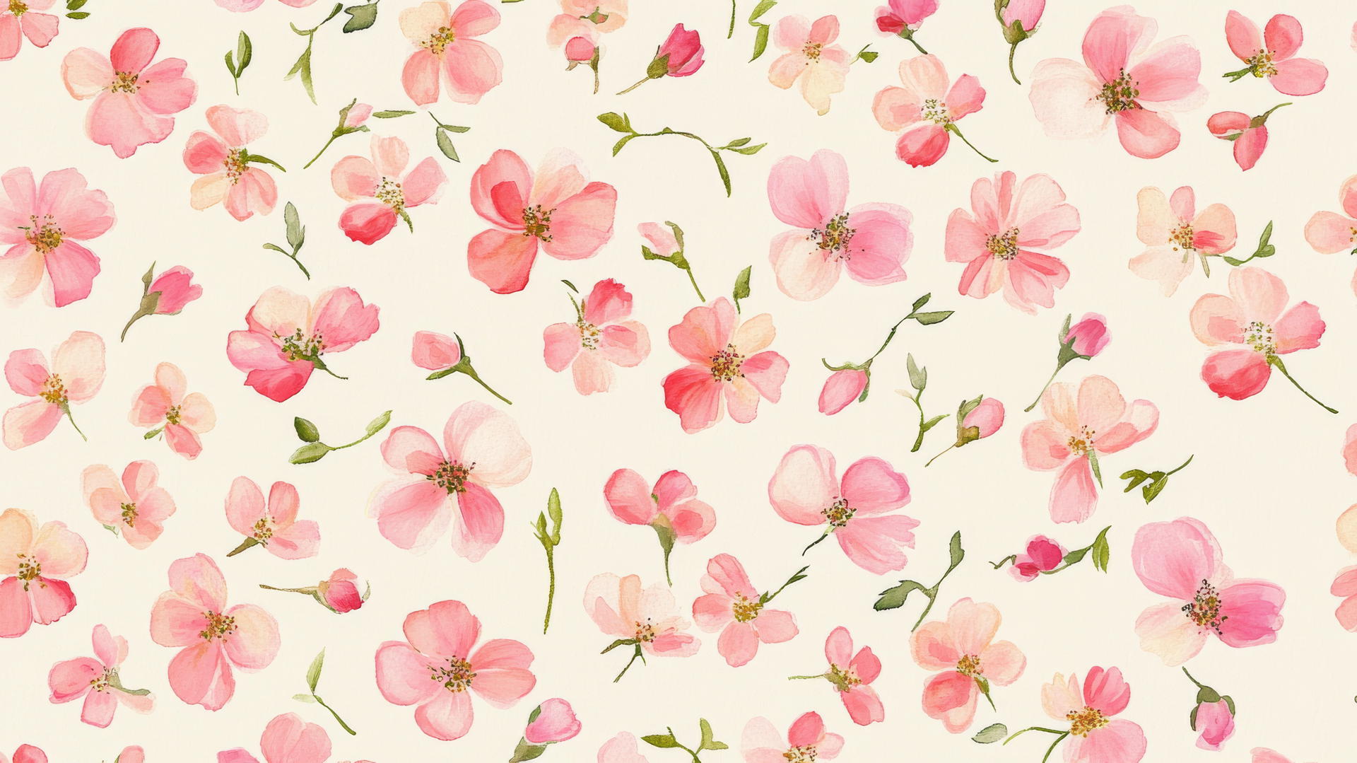 pink preppy wallpaper with small pink flowers on cream background