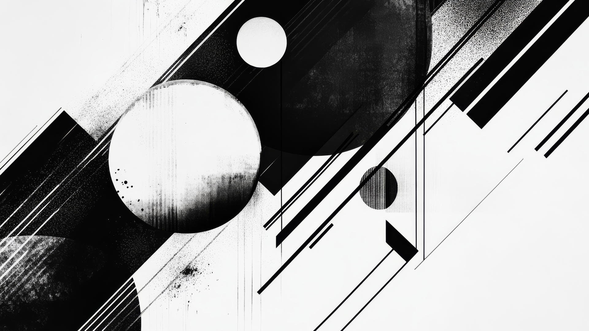 Abstract black and white aesthetic wallpaper with geometric shapes and lines
