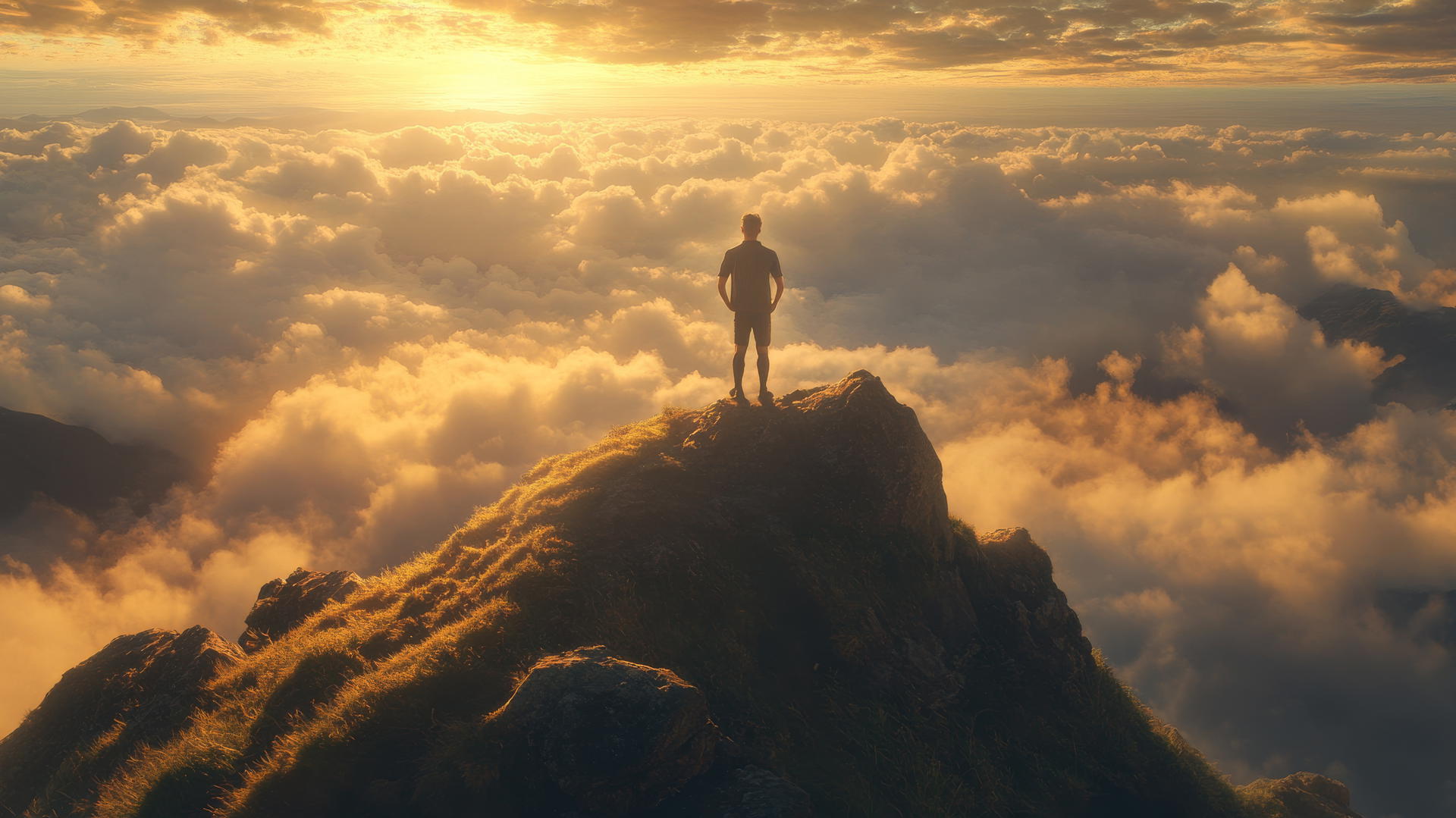 wallpaper messi 4k standing on top of a mountain at dawn