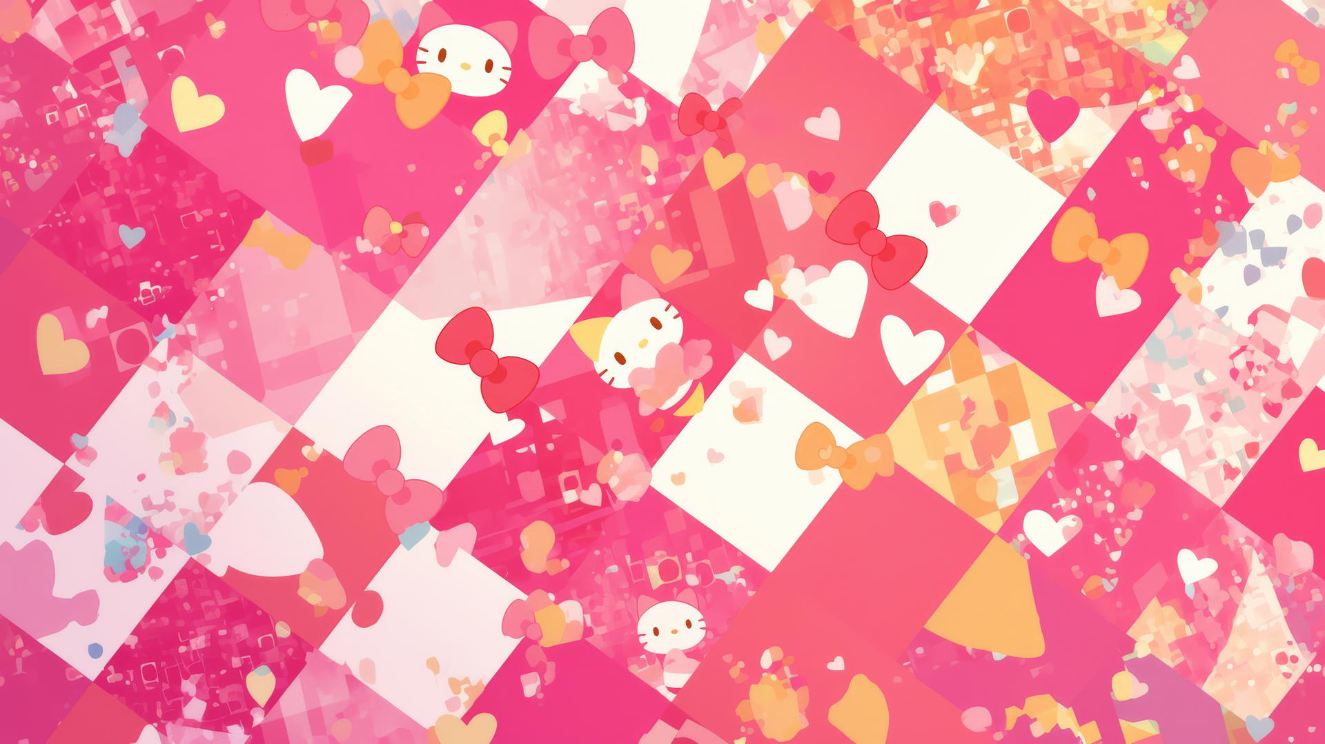 hello kitty wallpaper aesthetic with geometric patterns and pink gradient