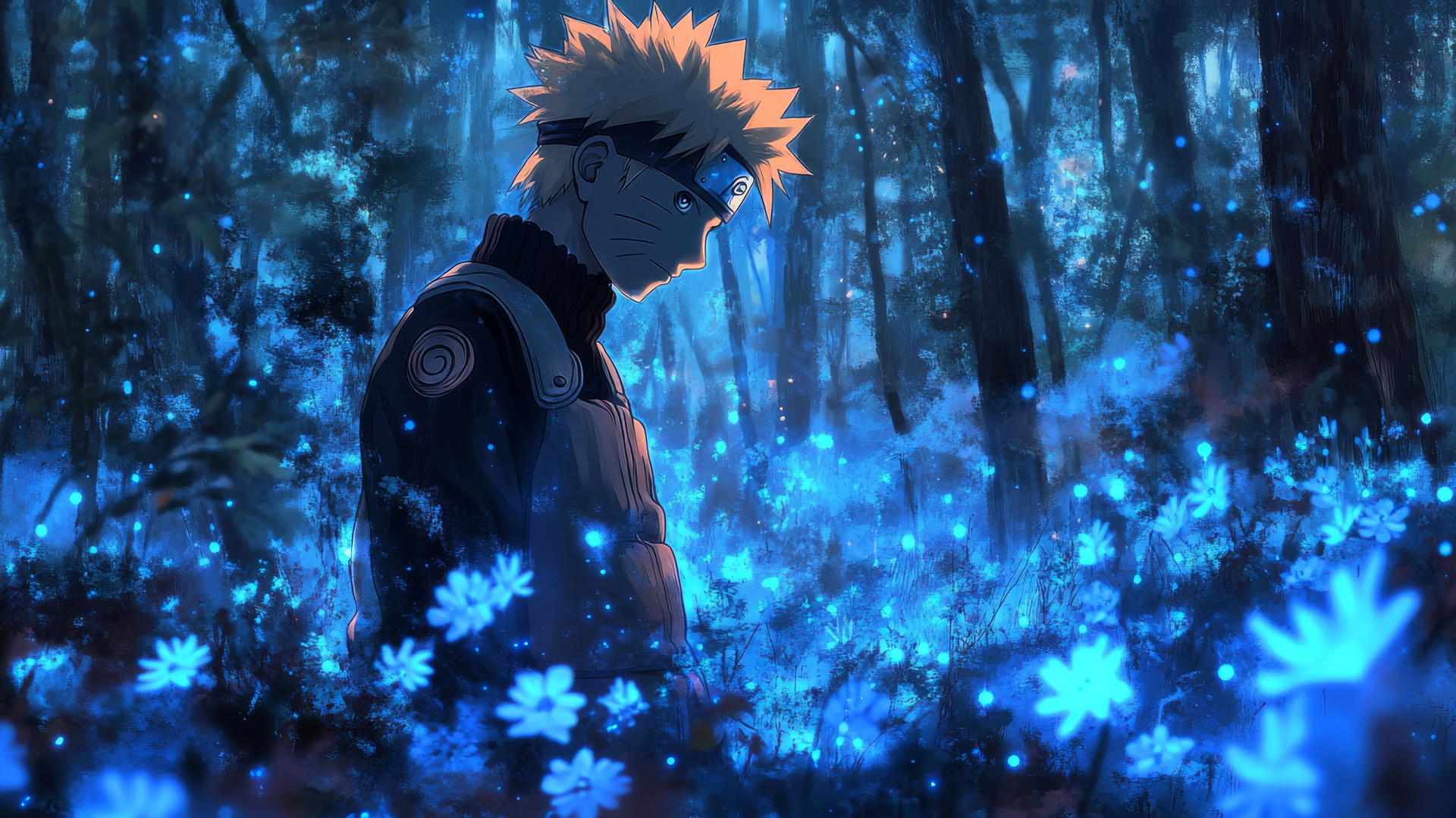 wallpaper naruto 4k exploring mystical forest with glowing blue flowers