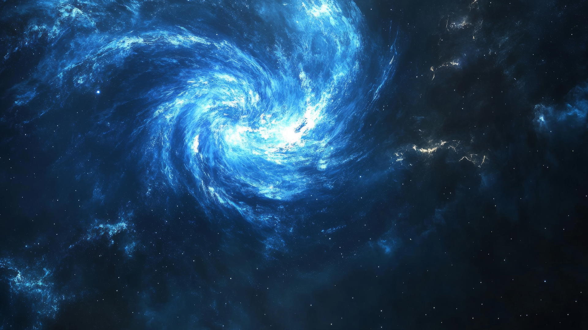 aesthetic wallpaper blue spiral galaxy with swirling stars and cosmic dust