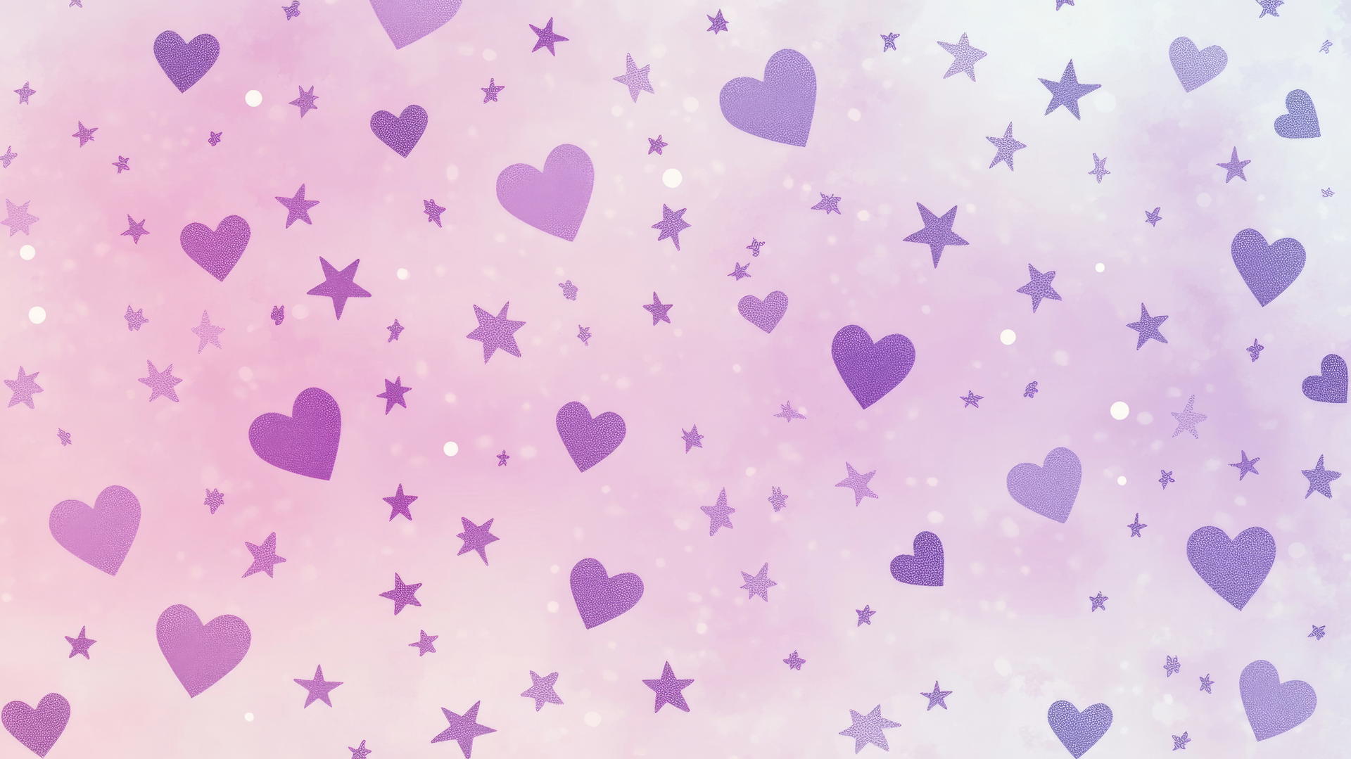 cute purple aesthetic wallpaper with tiny pastel hearts and stars on a gradient background