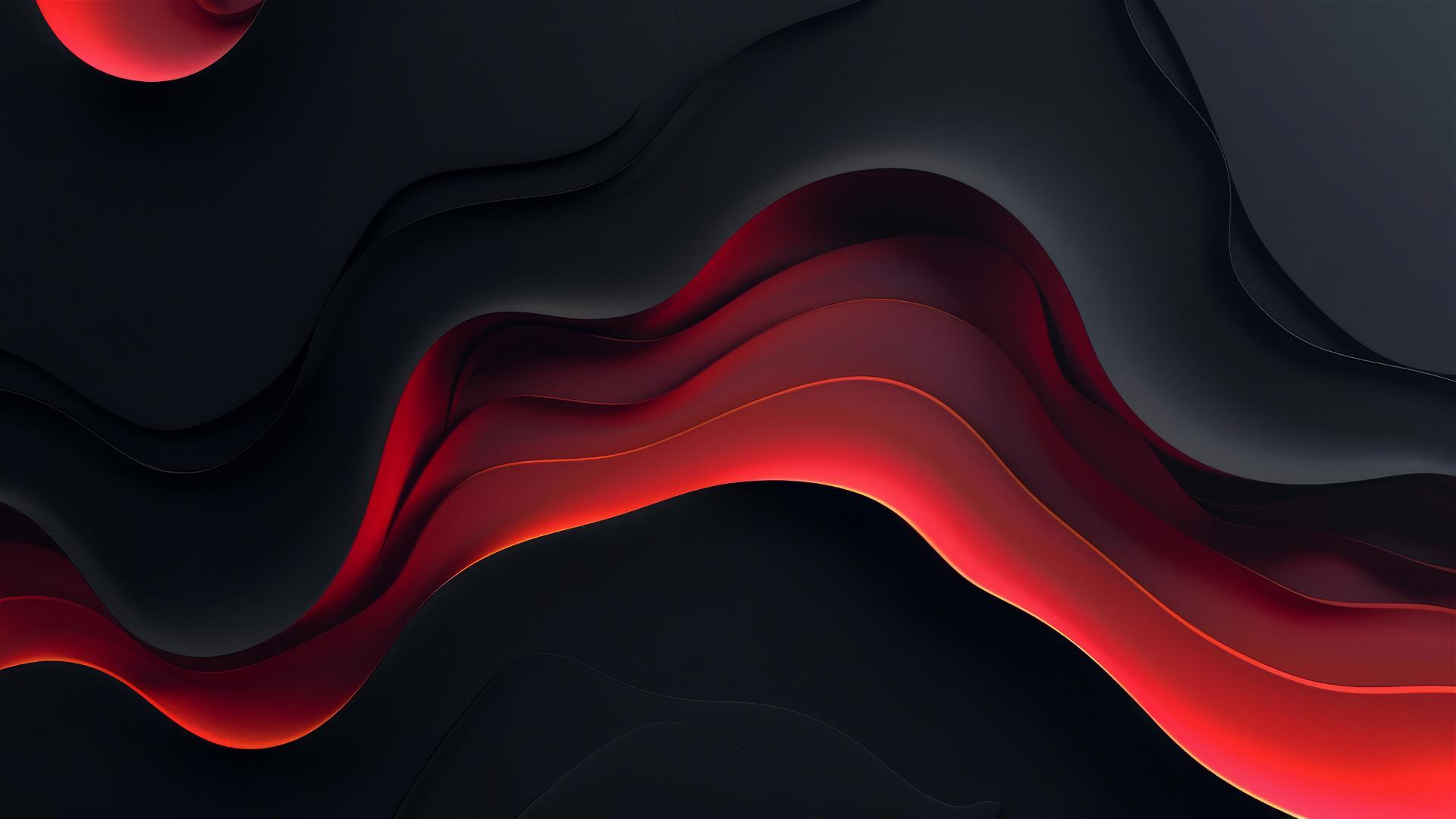 Black and crimson flowing shapes on an iPhone