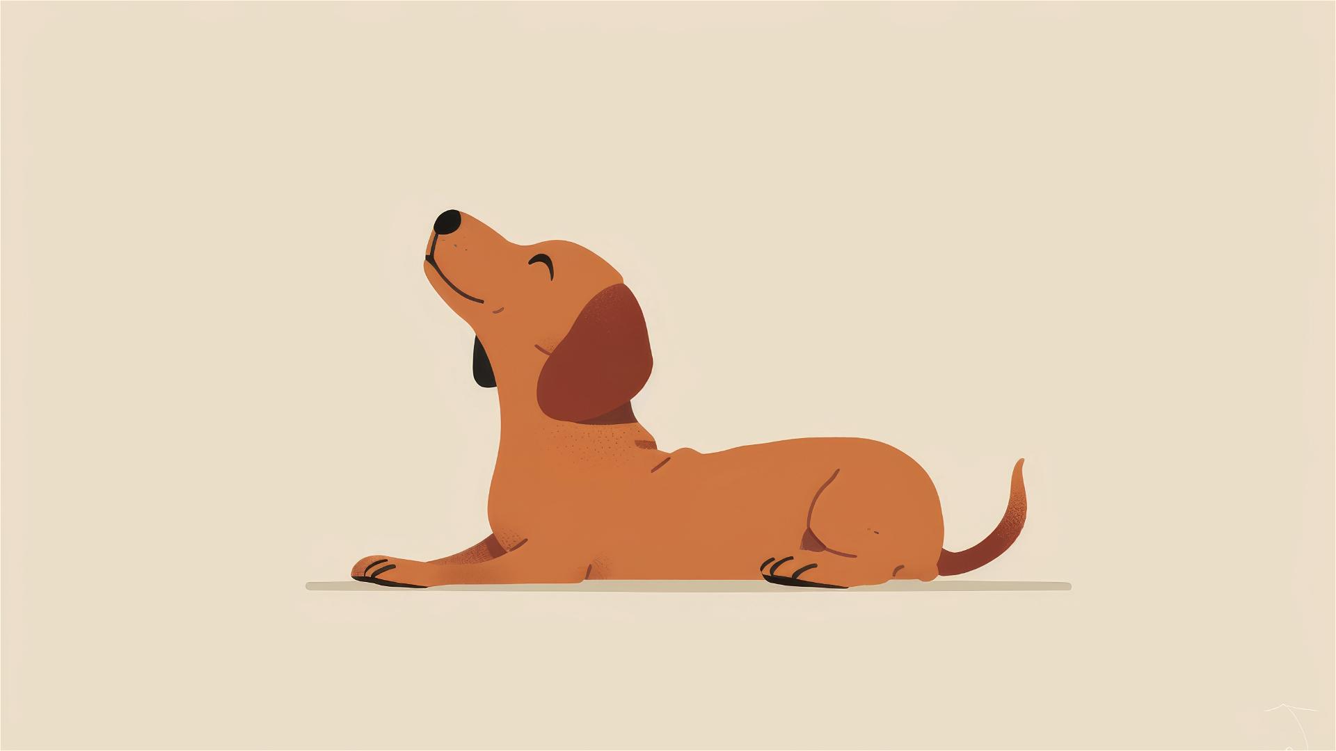 Illustration of a joyful Dachshund under an invisible space setting with a minimalist style