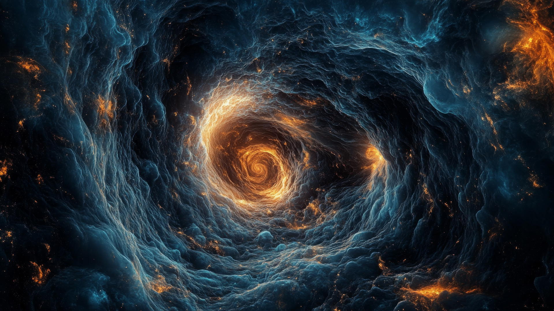 Detailed black hole wallpaper with intricate light and matter patterns