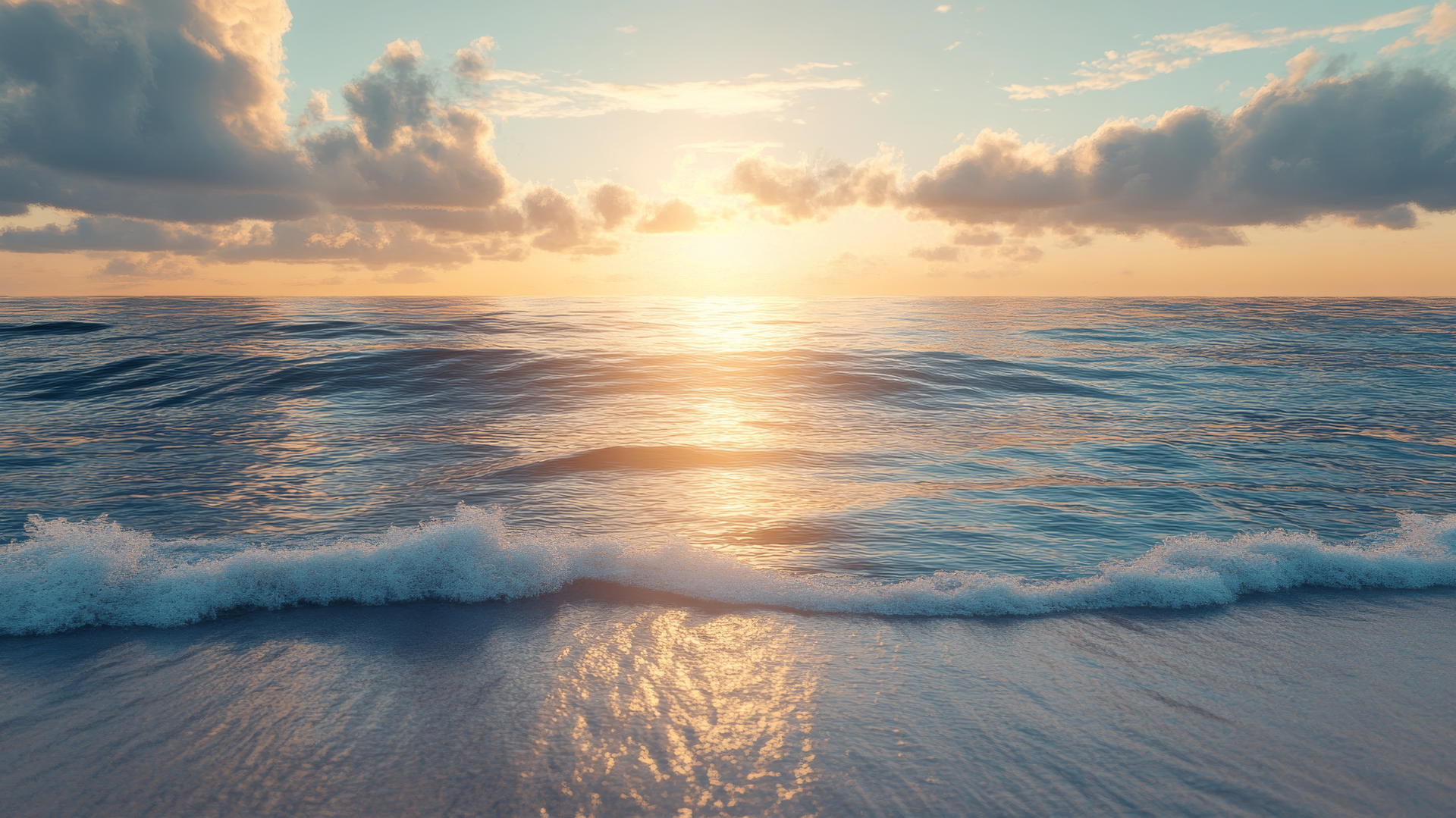 Beach wallpaper 4k showing a serene dawn with detailed water ripples and sandy textures.