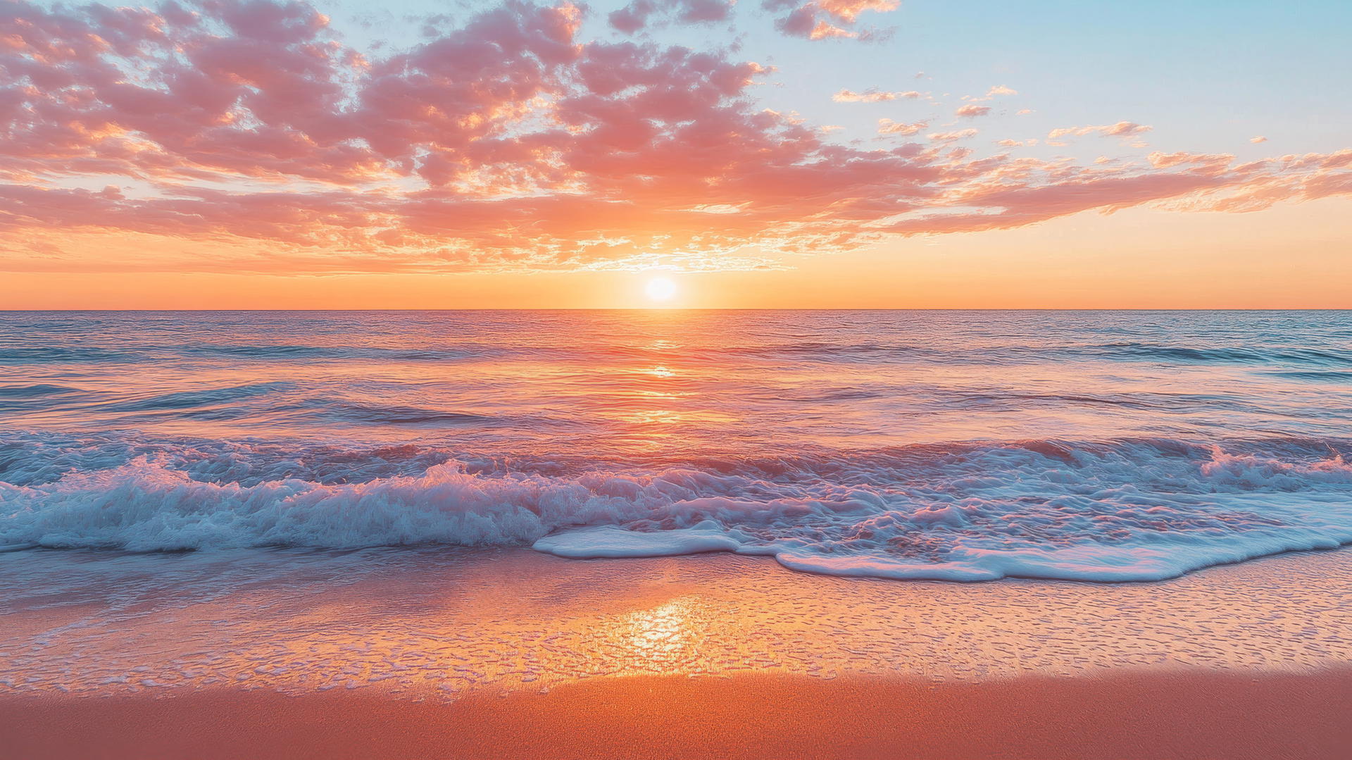 sunset background beach wallpaper with vibrant orange and pink sky