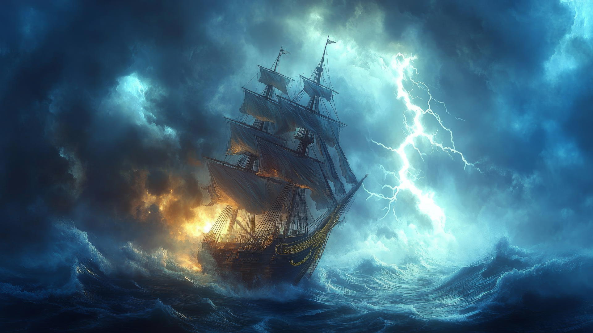 cool wallpapers for boys with a pirate ship in a stormy sea