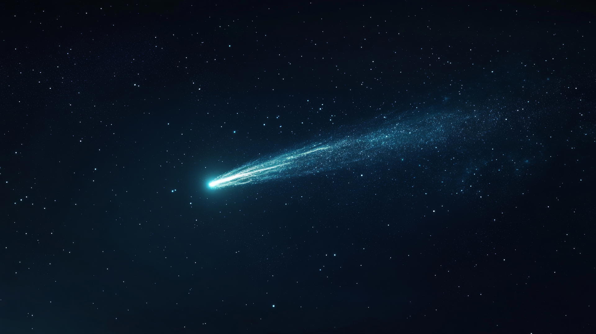 Glowing comet streaking across a dark, starry sky with motion lines