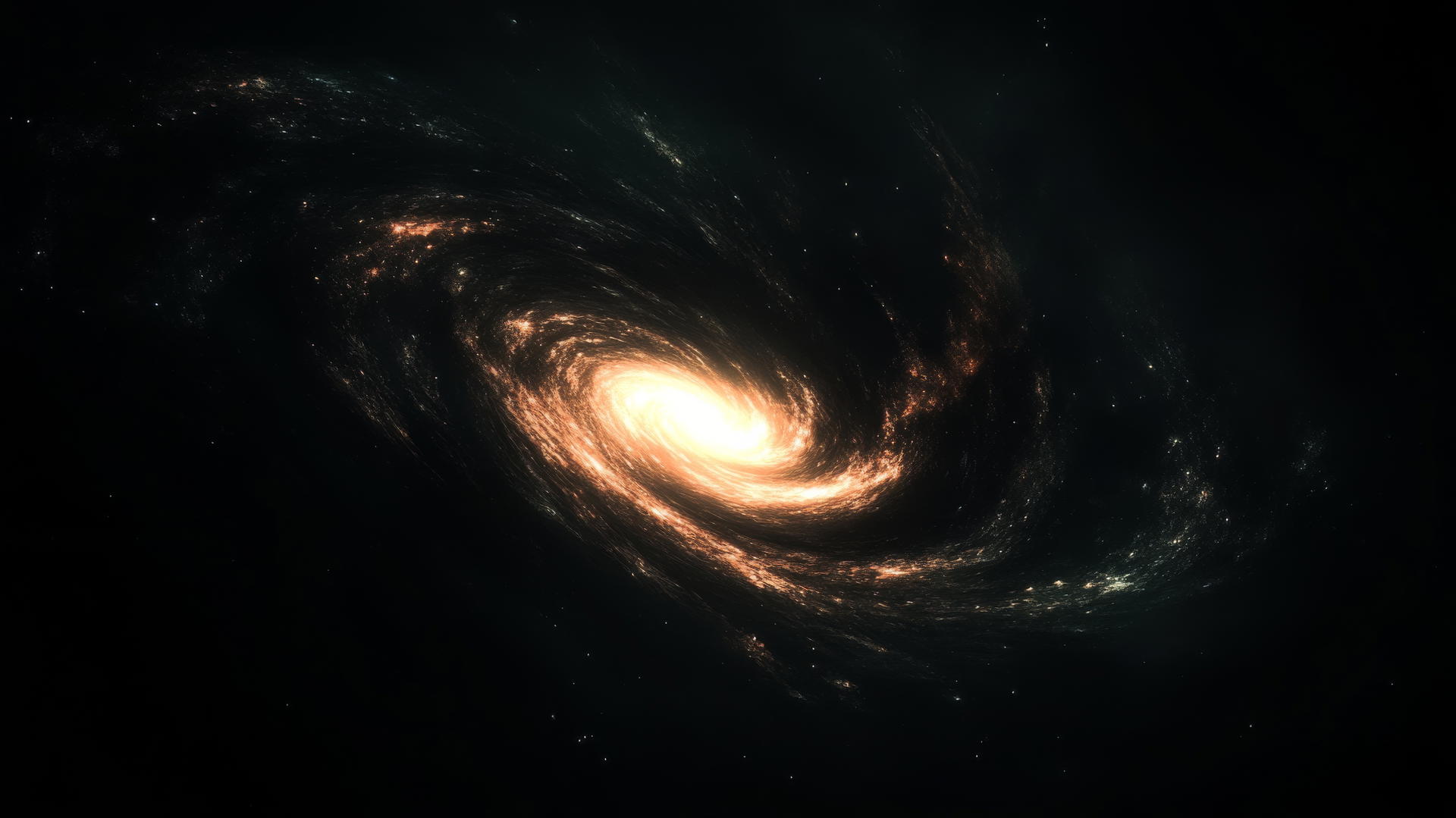 black spiral galaxy with faint neon edges on black background