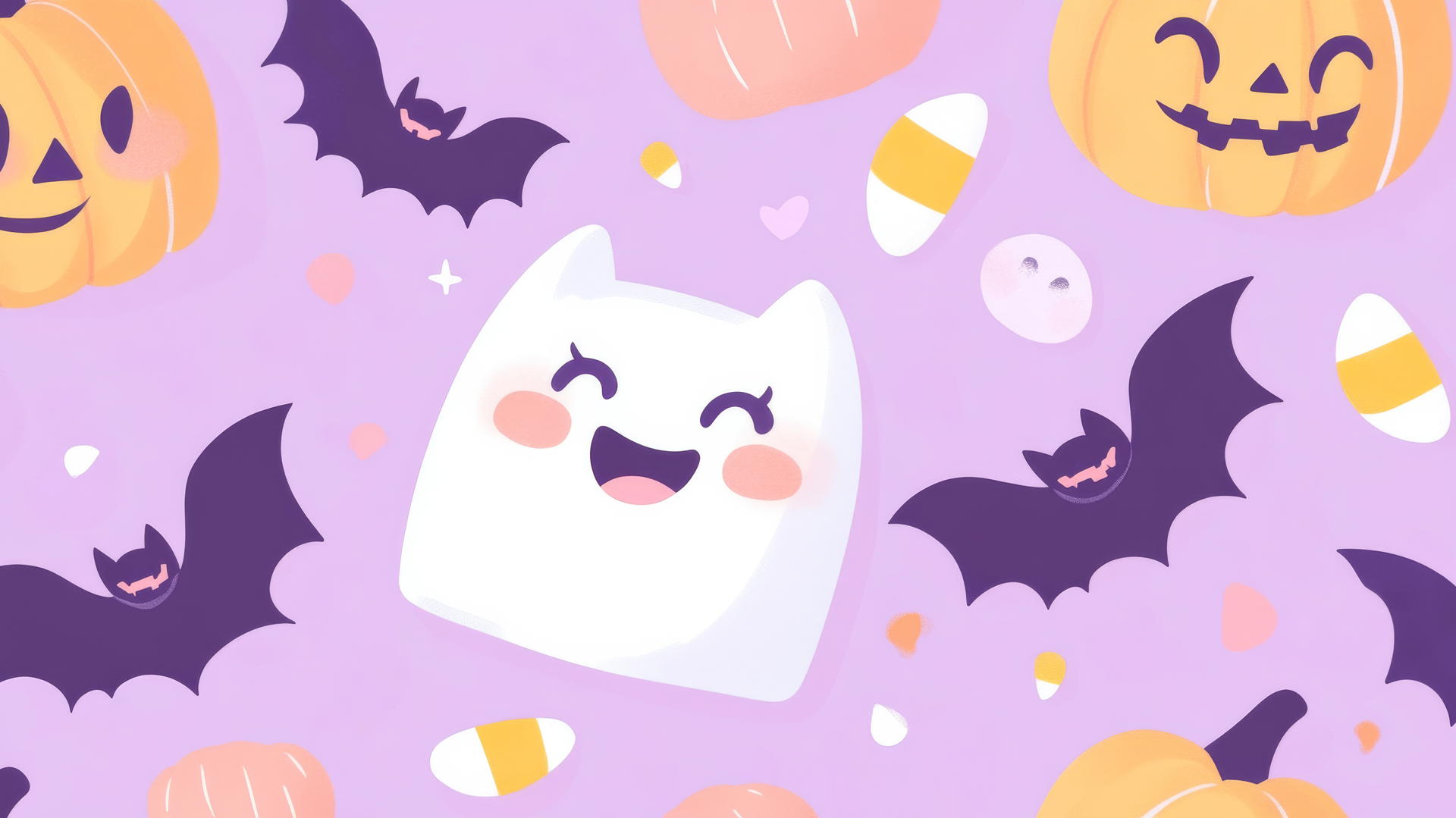 Cute bats and pumpkins pattern on lavender