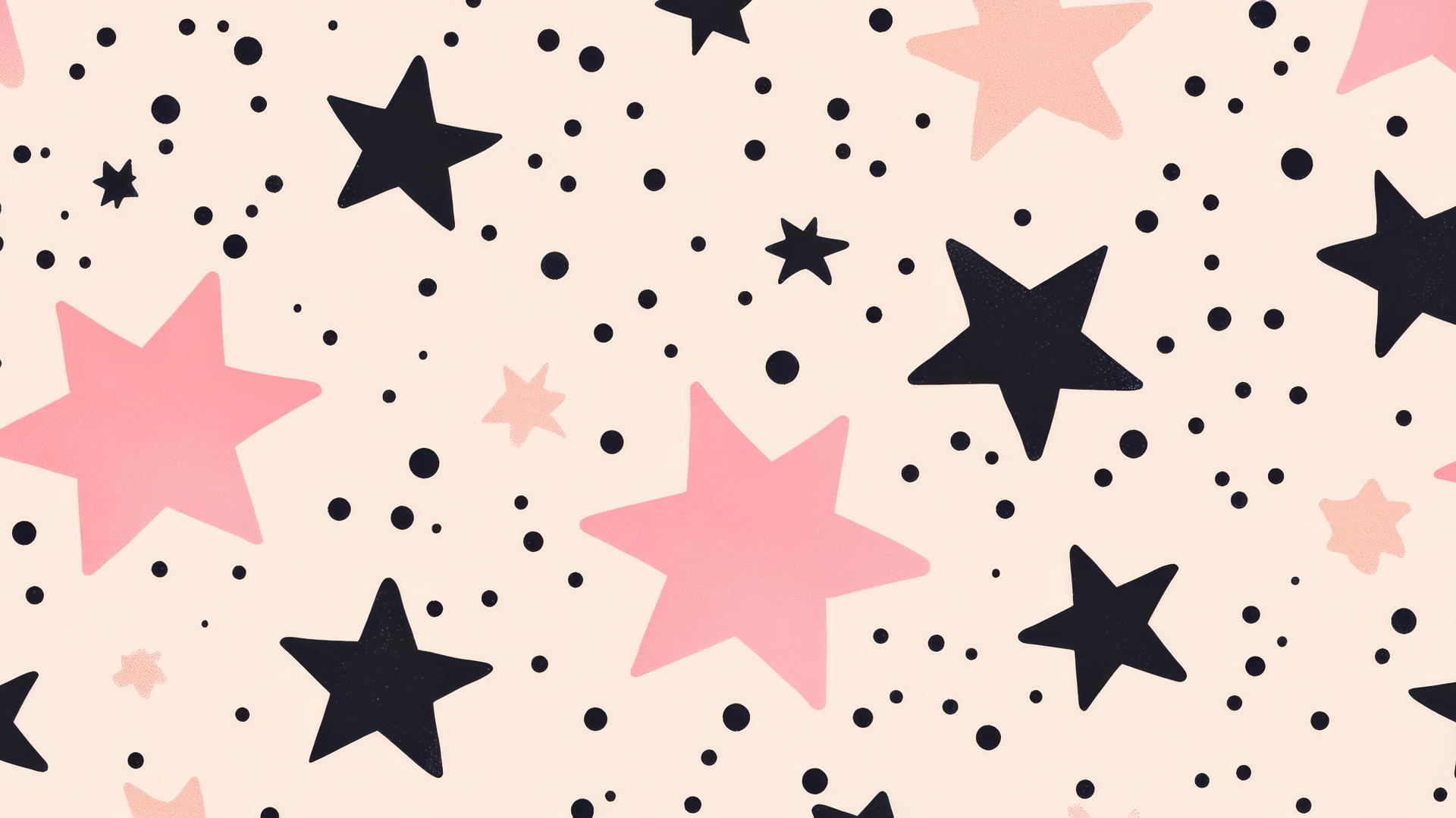 preppy wallpaper with pink stars and black dots on pastel pink background