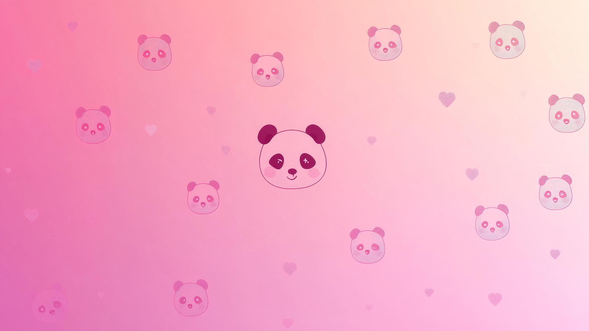 cute pink wallpaper with small panda and koala icons on a gradient background
