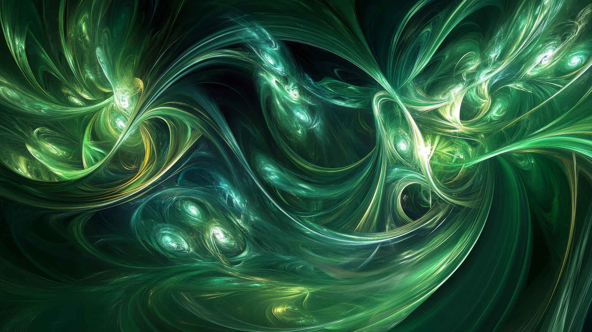 abstract green wallpaper with swirling shades and dynamic light effects