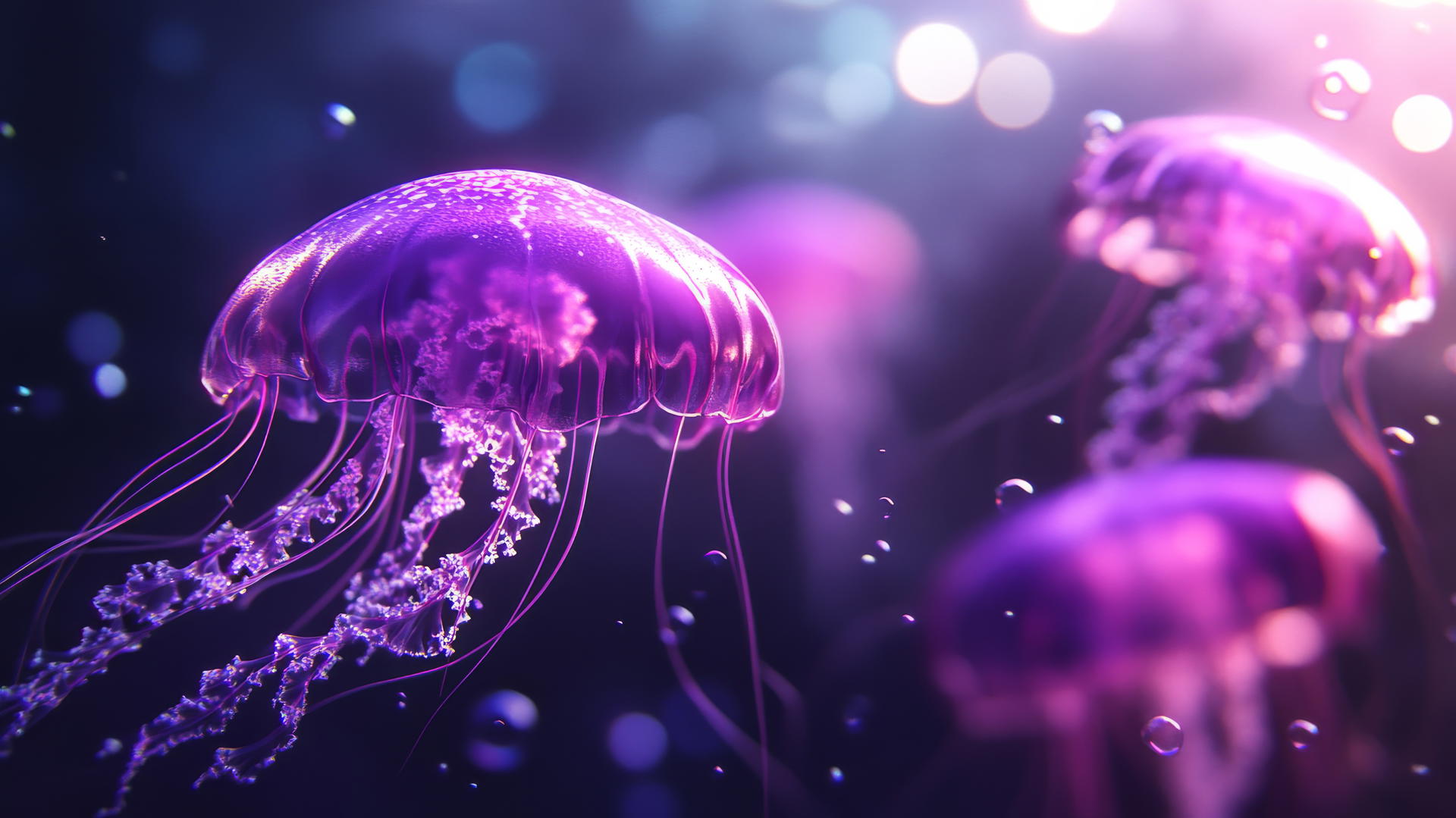 wallpaper purple 4k underwater with glowing jellyfish