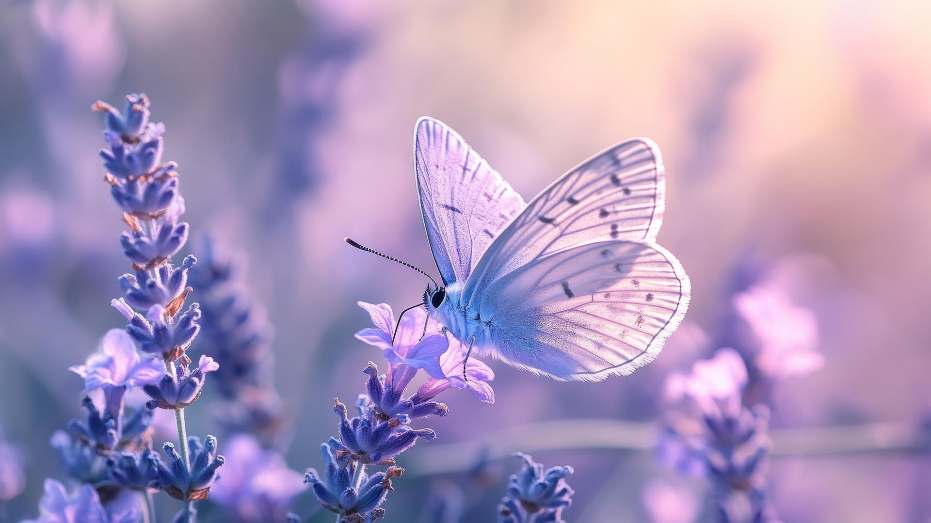 purple butterfly wallpaper on lavender flower with pastel background