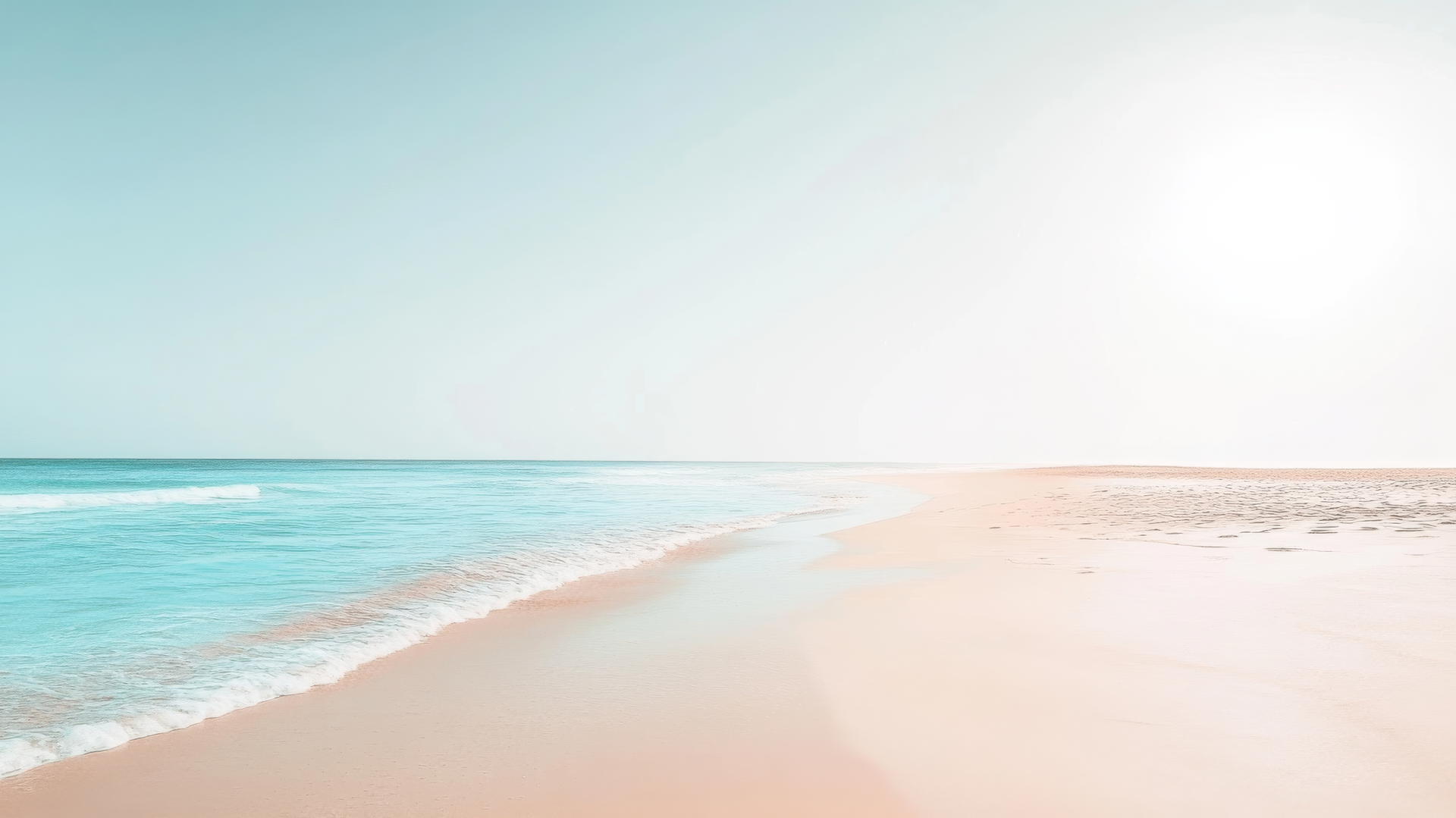Aesthetic beach wallpaper with minimalist design, smooth sand, and pale blue water