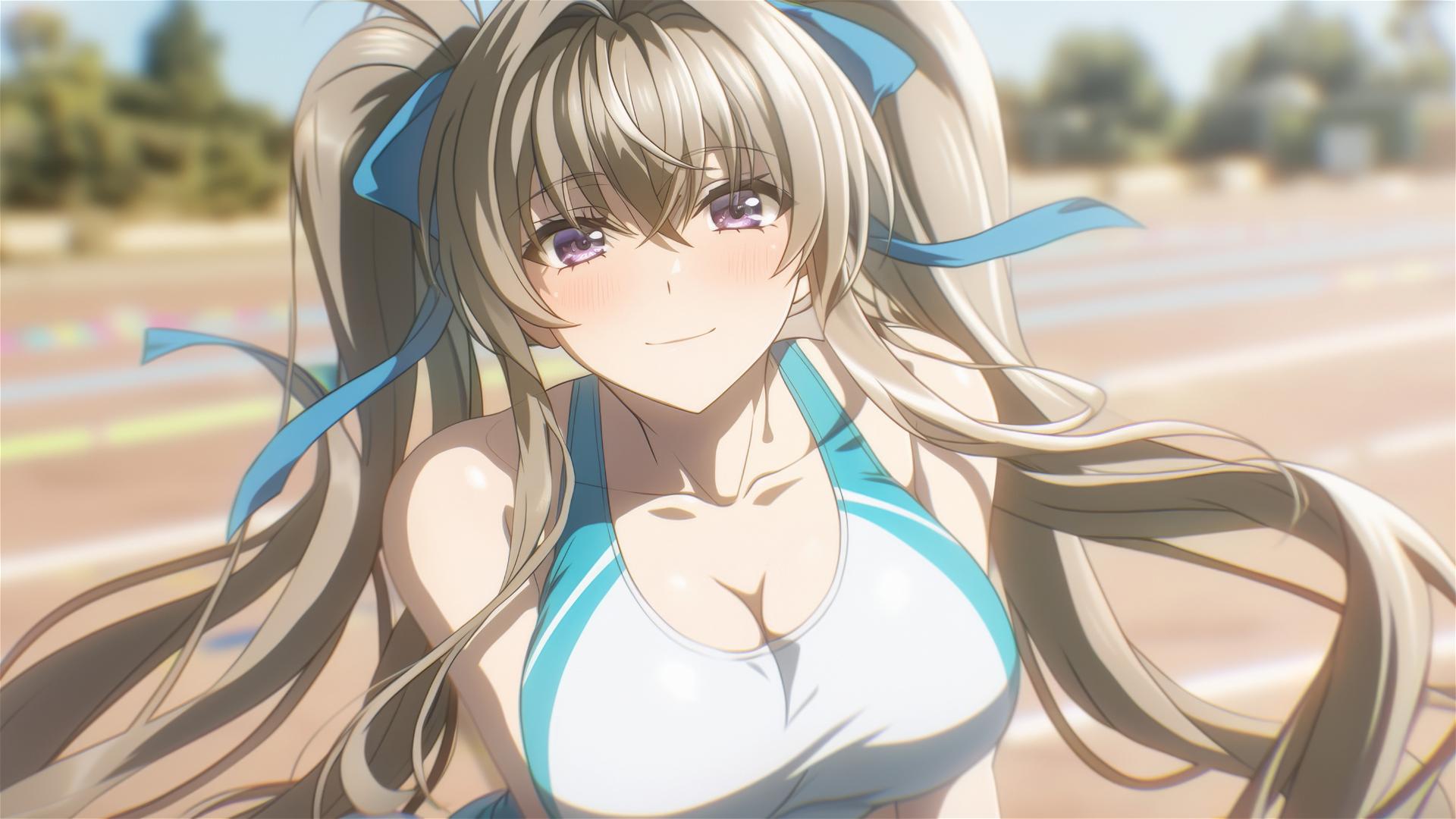 Irina Shidou from High School DxD by the pool at night