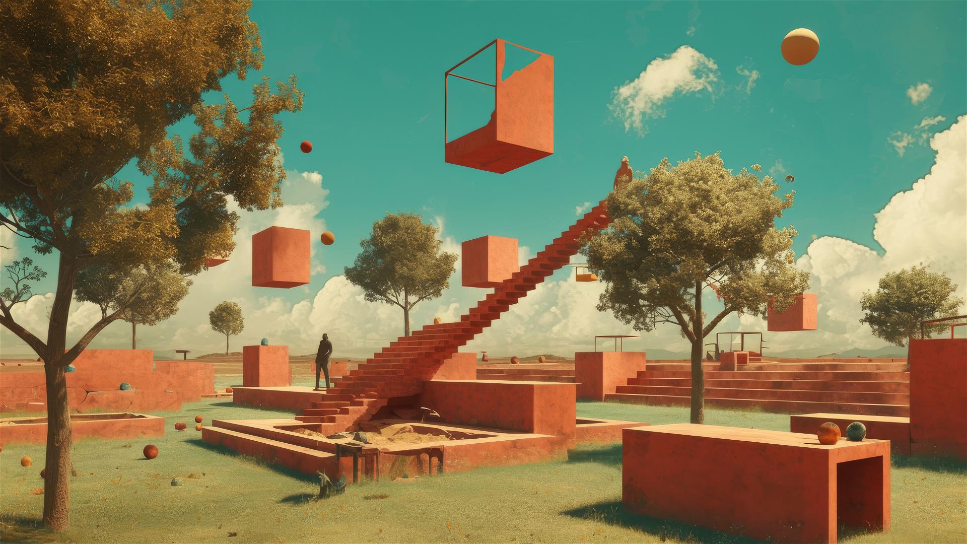Surreal 1990s-style photo with Dali influences