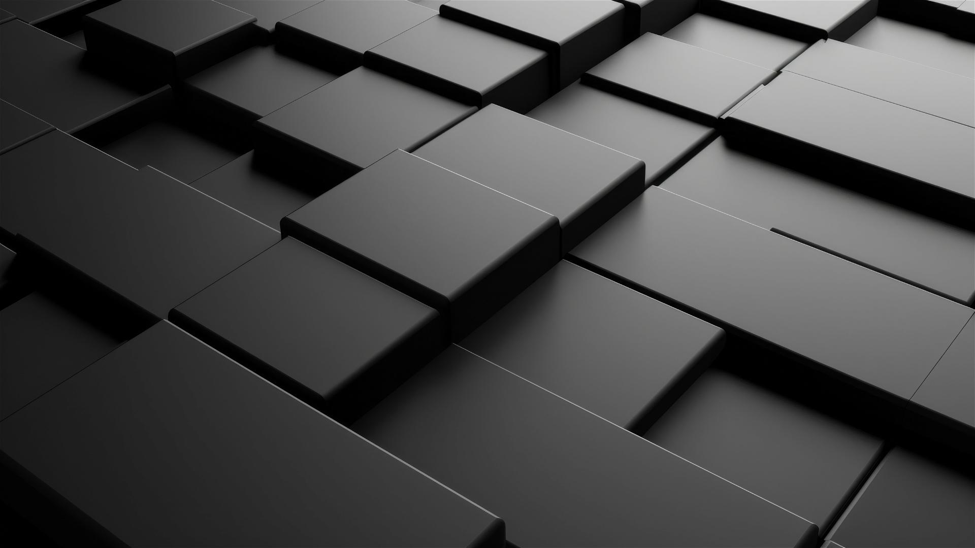 Black abstract art with symmetrical parallelogram tiles
