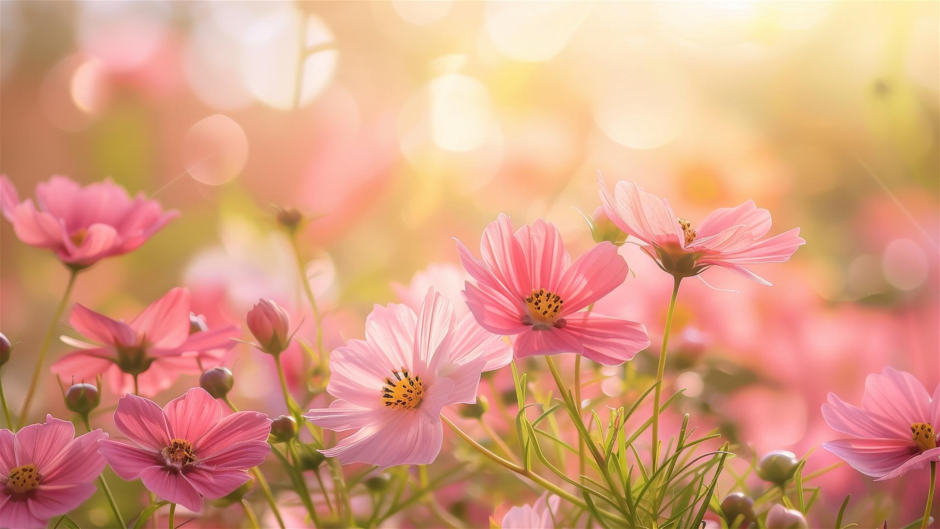 Spring flowers on a pastel pink background in sunlight captured with a Canon 1200D