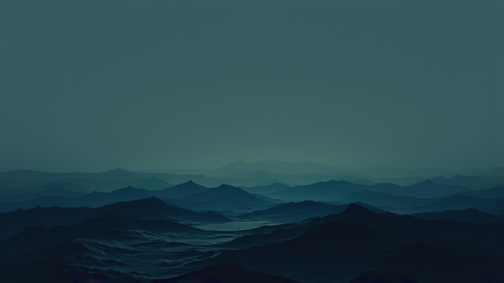 Aesthetic dark mountain ridge merging with a starless sky