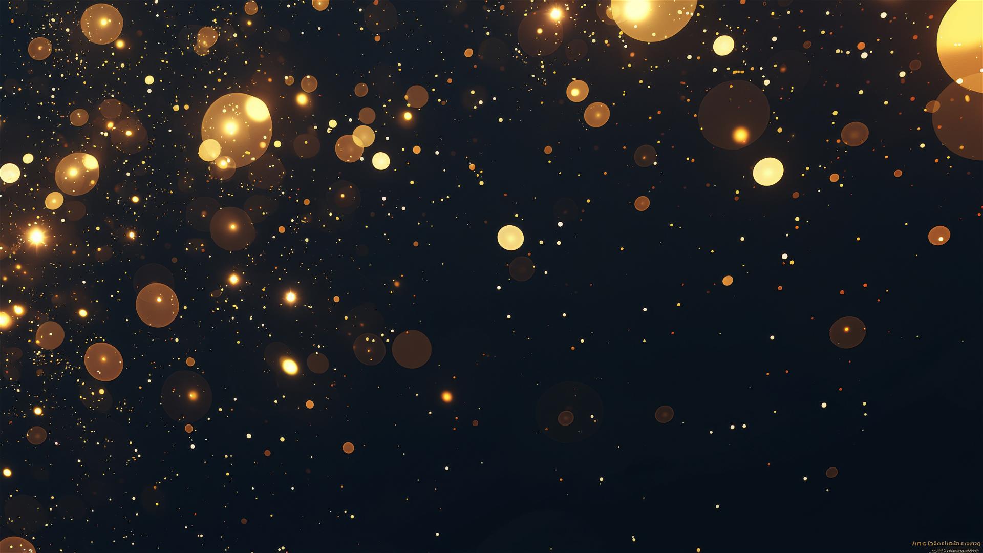 Glowing fireflies on a pure black background
