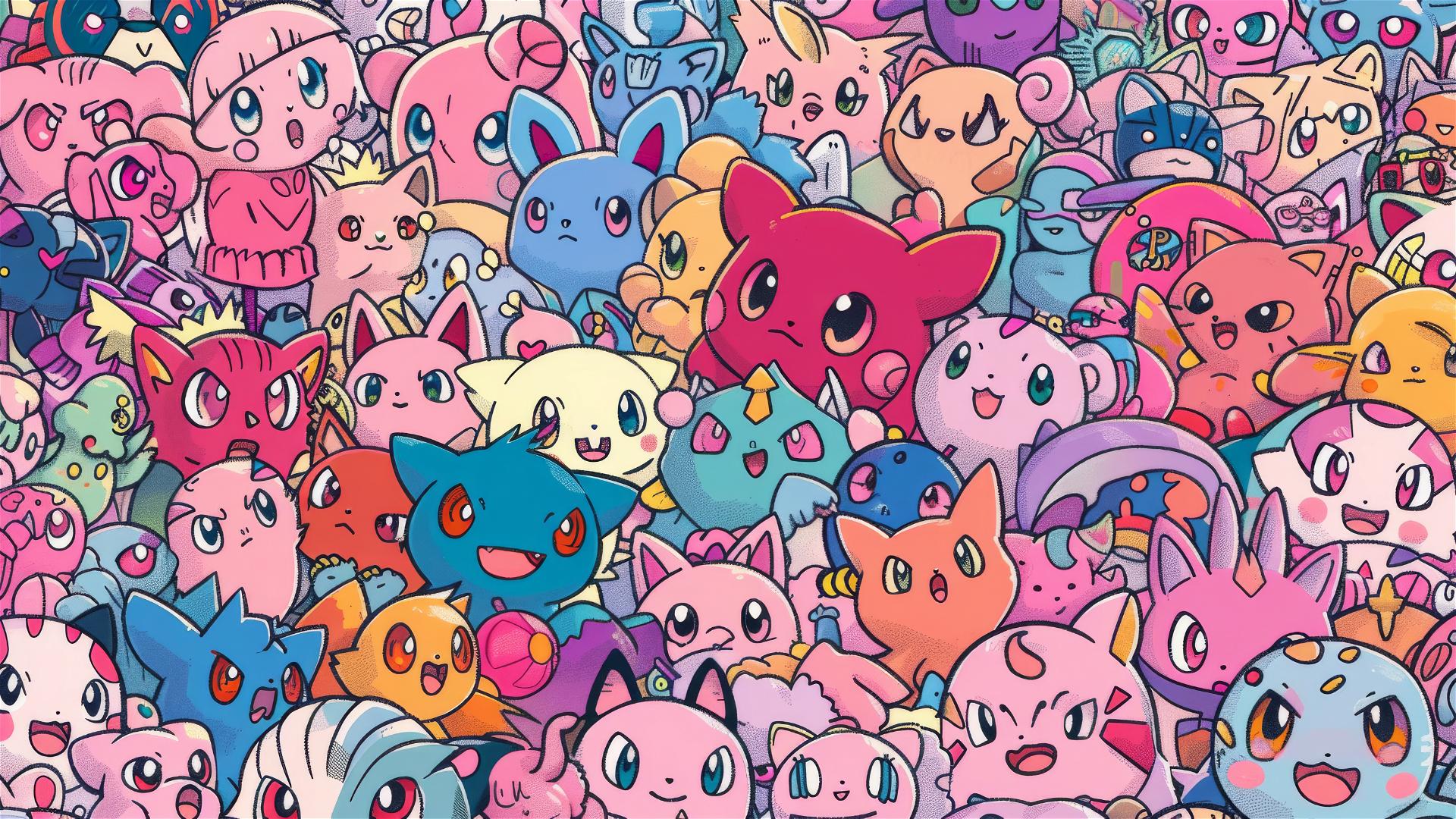 Overlapping Jigglypuff cartoons filling phone screen