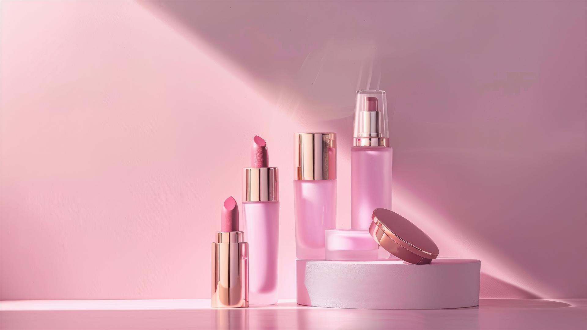minimalist luxury beauty product photo, rose pink tones