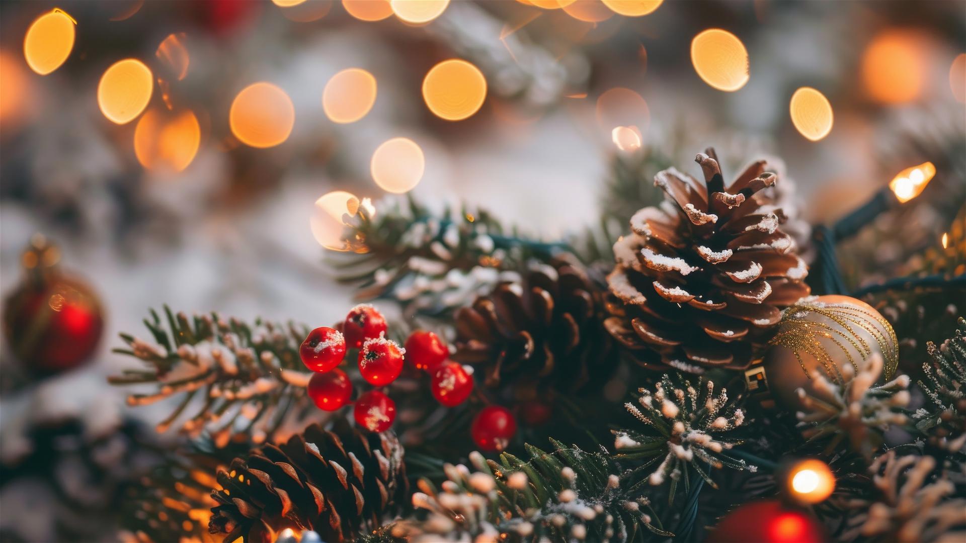 Aesthetic Christmas design featuring holiday elements, in 4K resolution