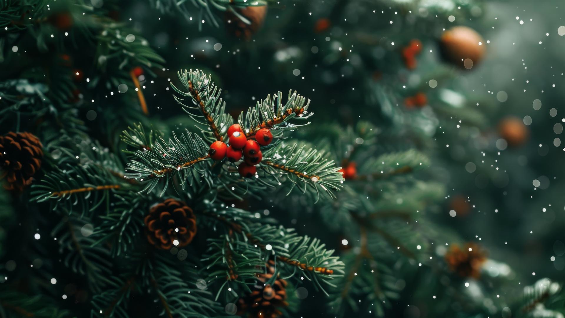 Aesthetic Christmas-themed backdrop with festive elements