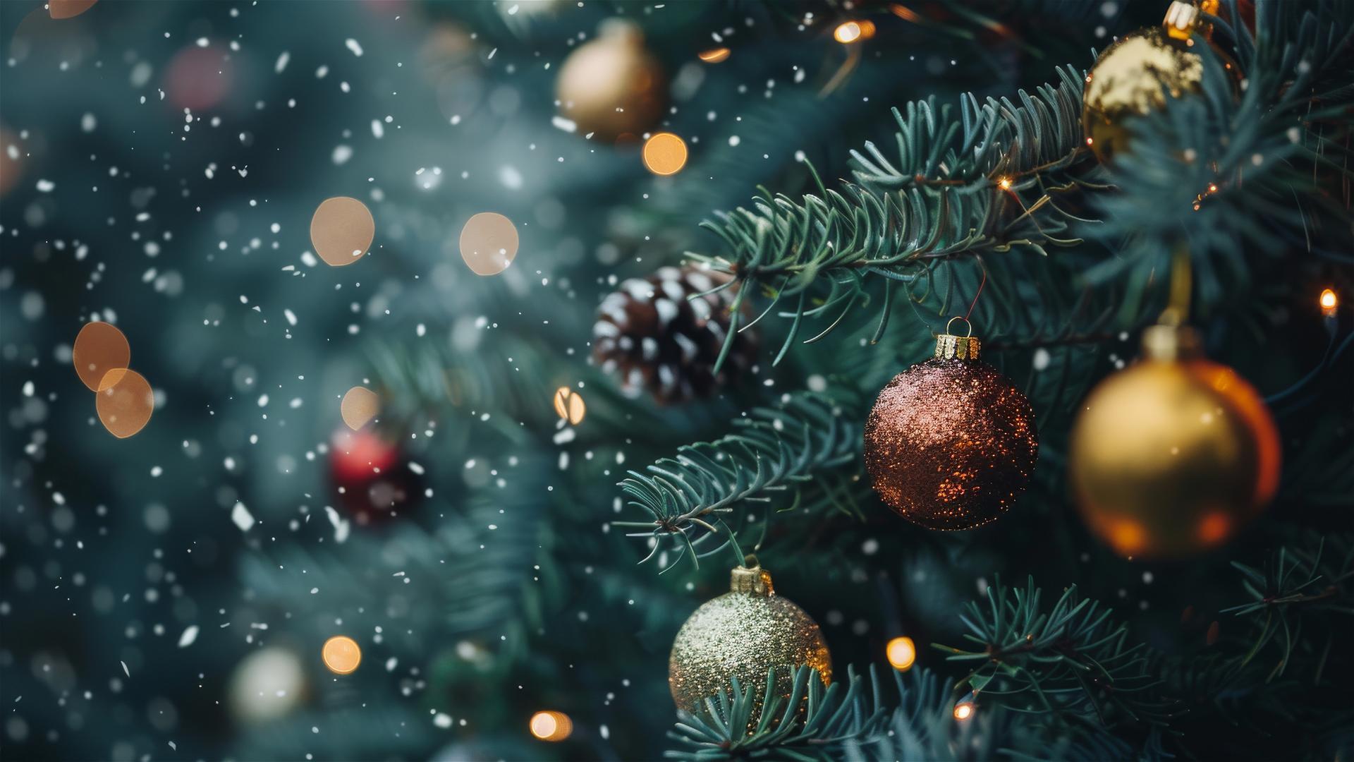 Festive Christmas background with holiday elements in 4K resolution.
