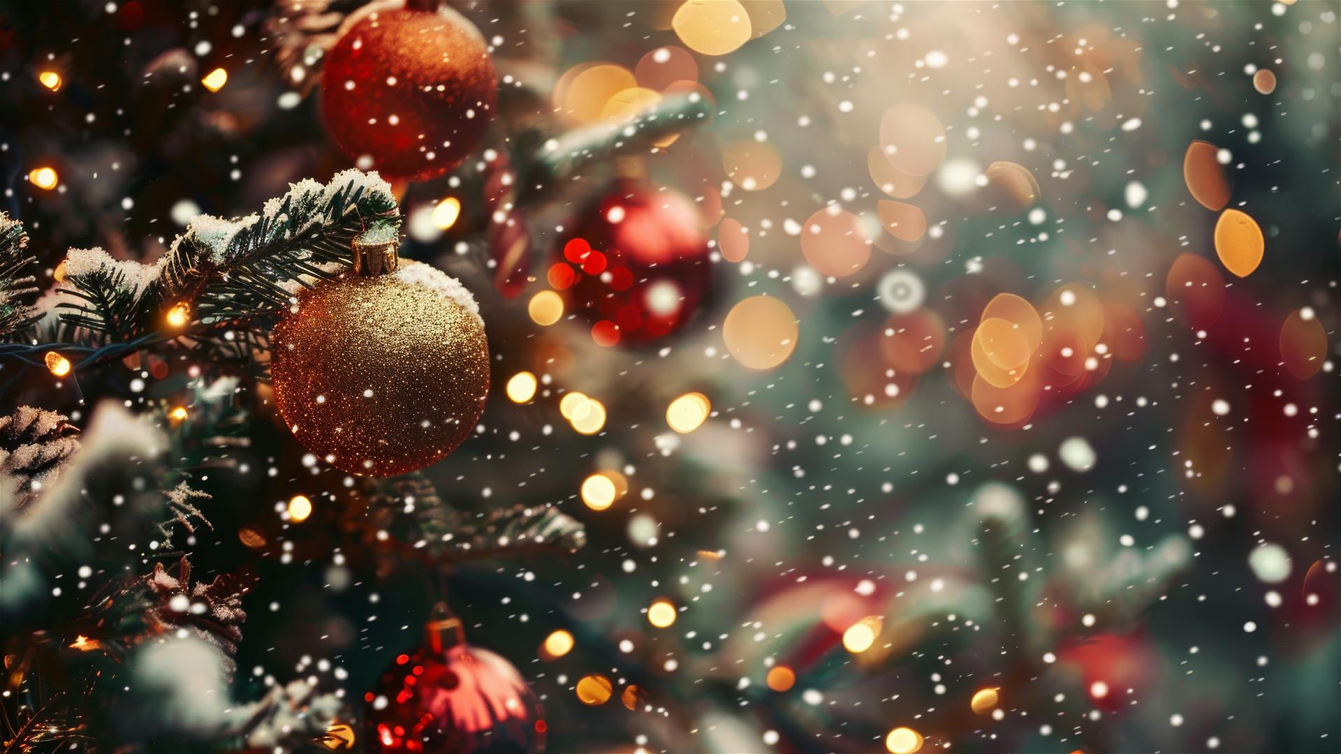 Christmas-themed background with festive elements in 4K resolution.