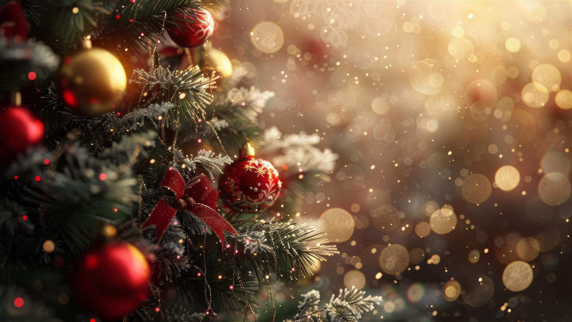 Christmas tree with festive lights and ornaments