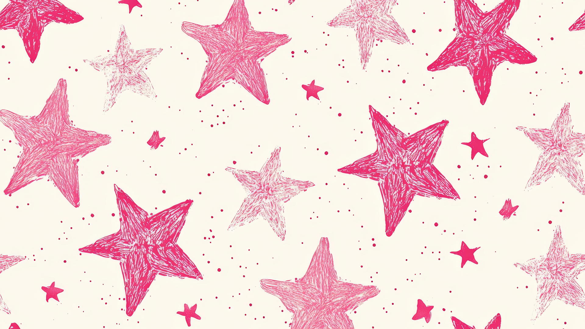 preppy wallpaper with pink stars on cream background
