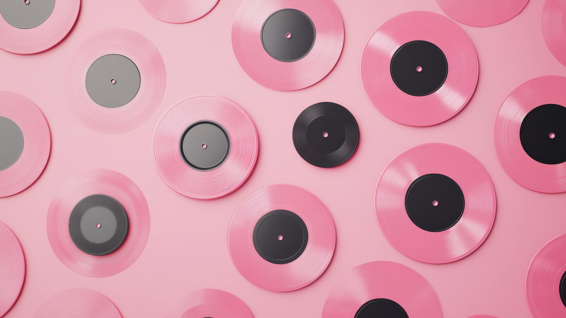 pink wallpaper aesthetic with pink vinyl records on a vintage background