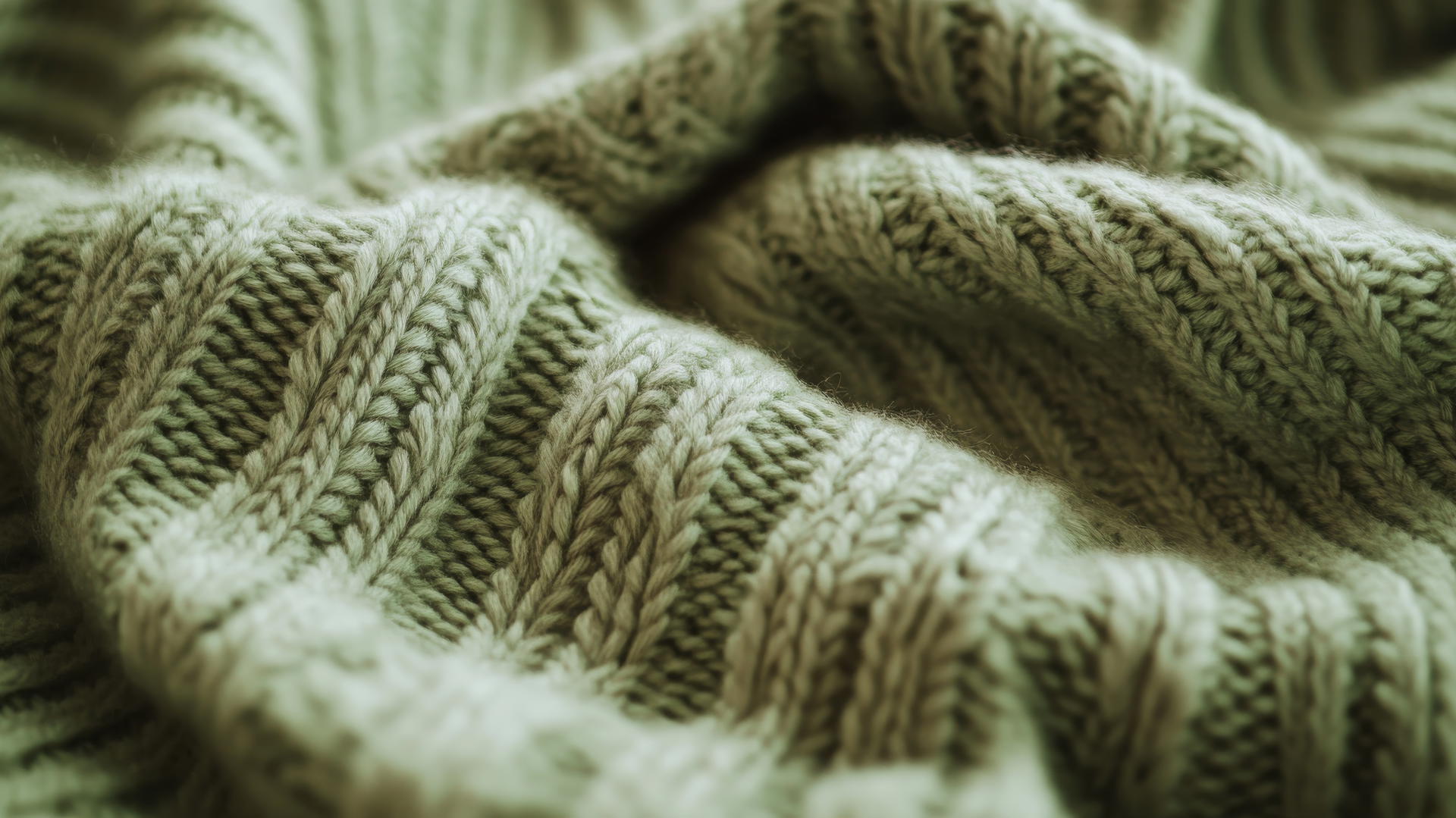 Cozy rustic design with sage green knit texture, reminiscent of a handmade sweater