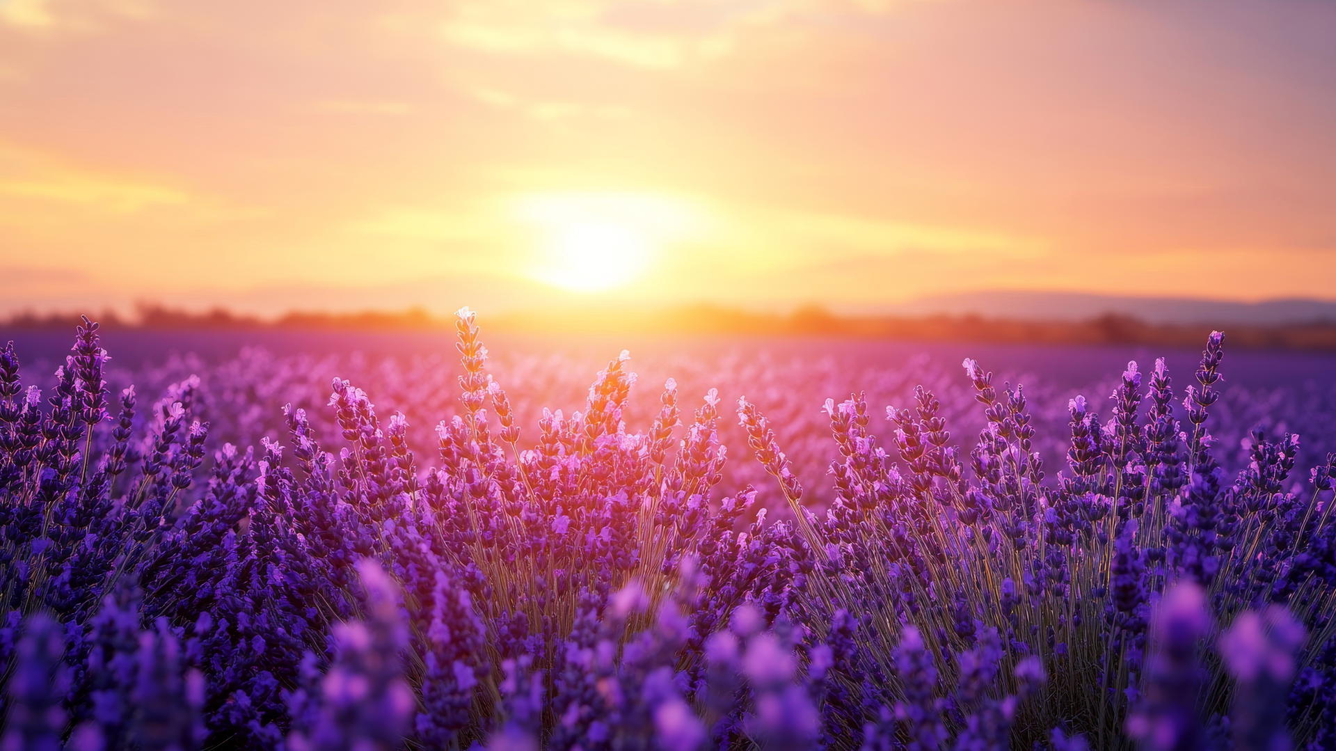 serene flower nature wallpaper with tranquil lavender field at sunset