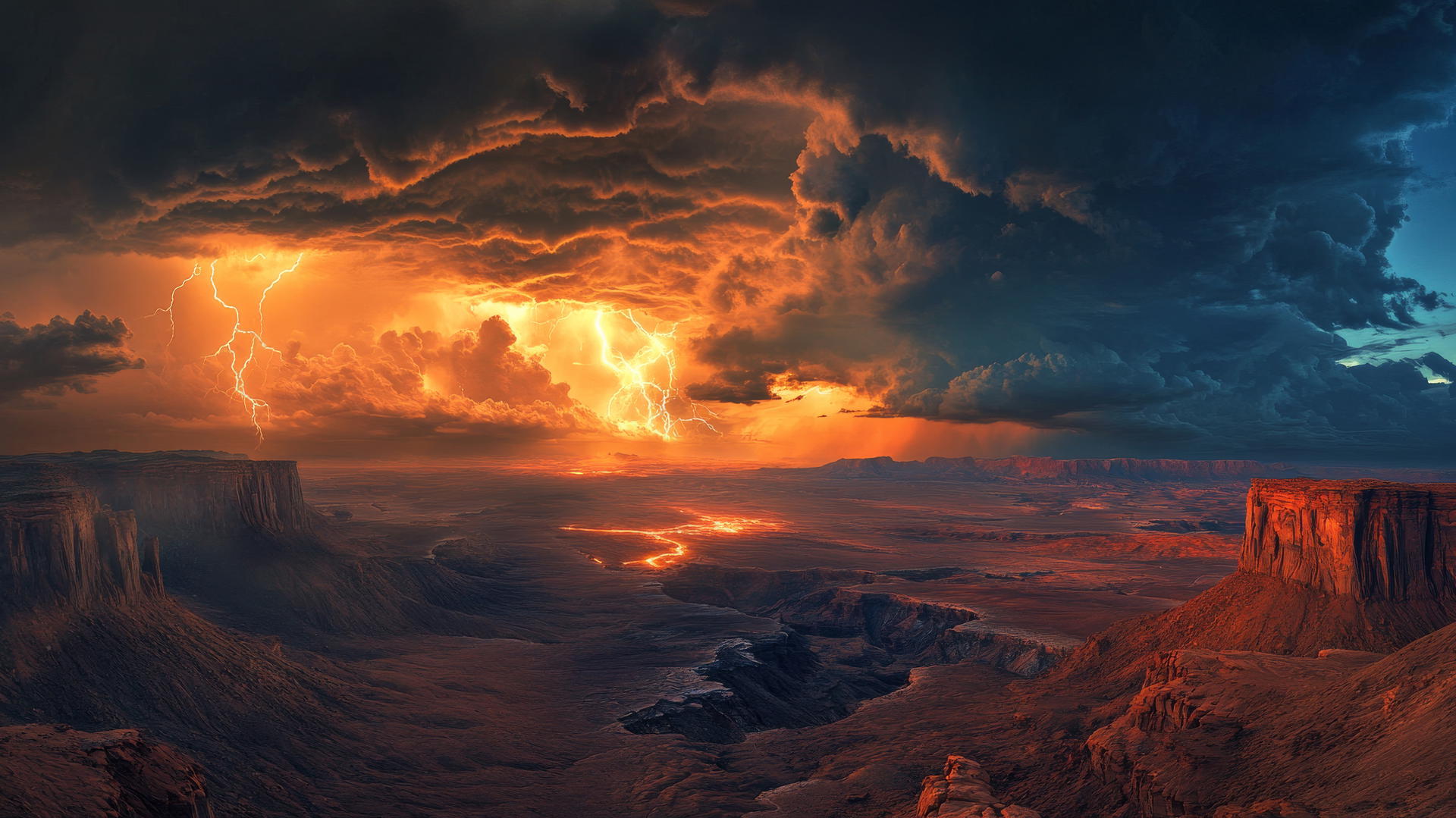 beautiful nature wallpaper 4k with a thunderstorm over a vast desert